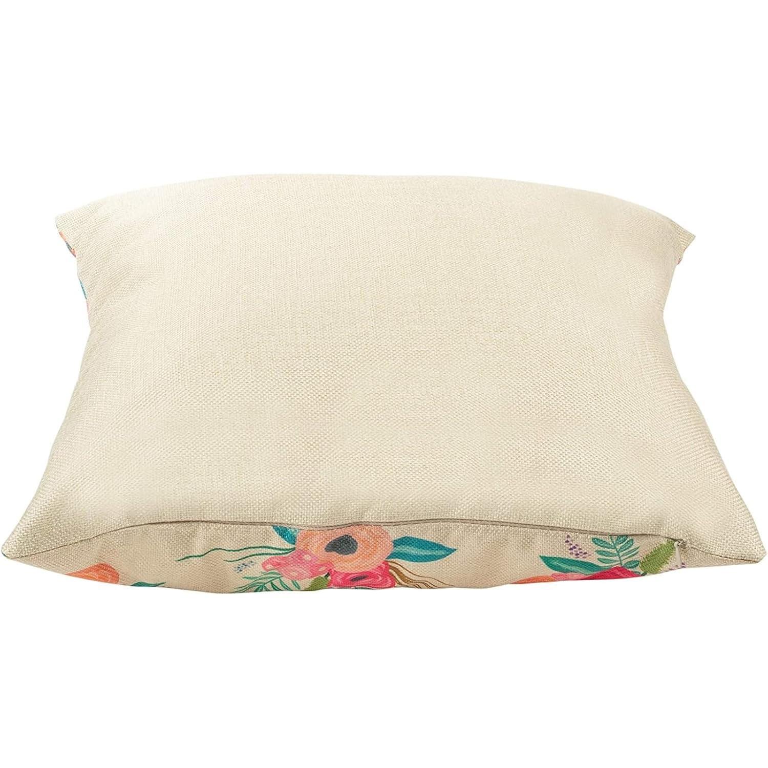 Juvale Set of 4 Happy Spring Decorative Pillow Case Cushion Covers for Easter, 4 Designs, 17 x 17 in