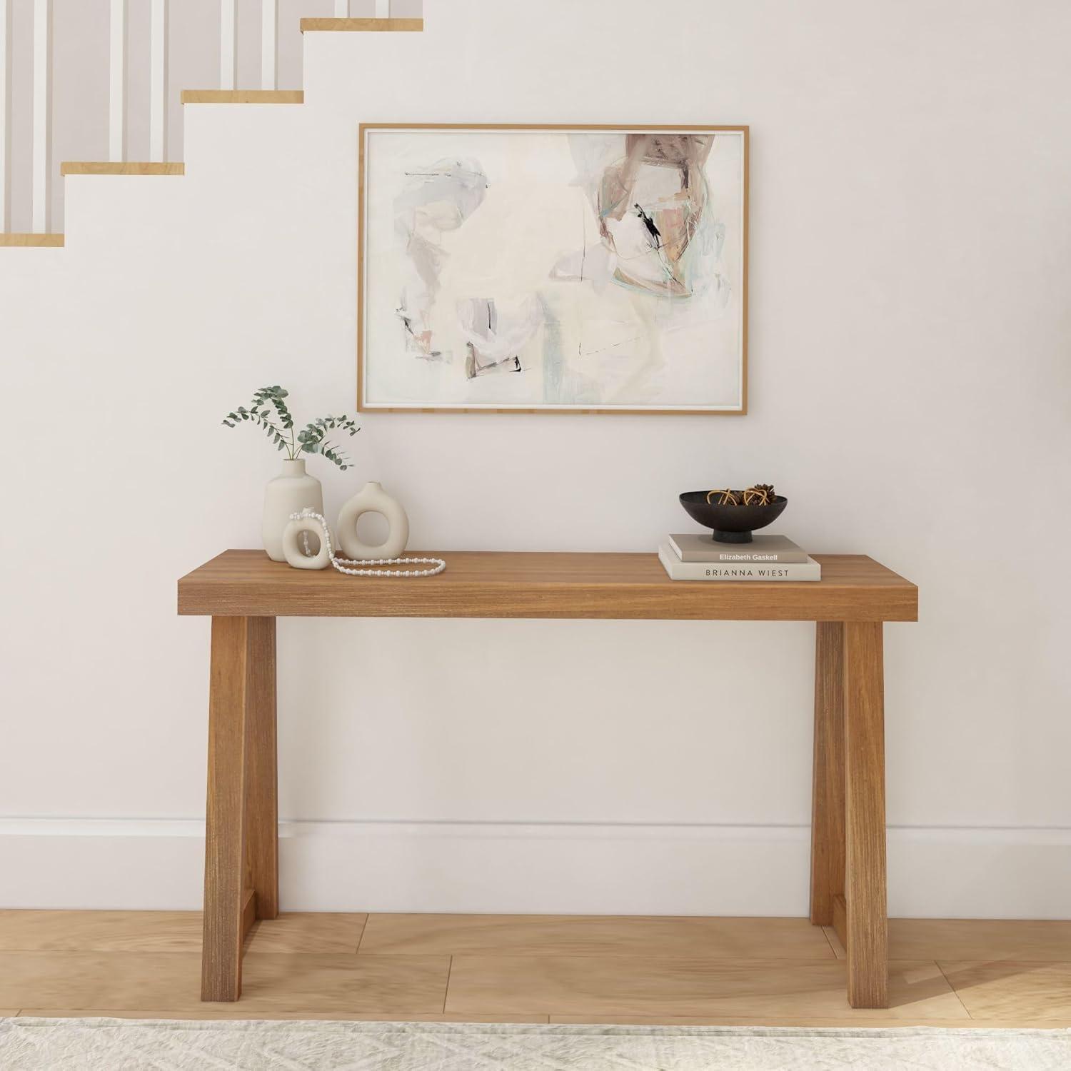 Plank+Beam 56" Classic Console Table, Entryway Table for Entryway, Wooden Foyer Tables, Narrow Console Table, Blonde