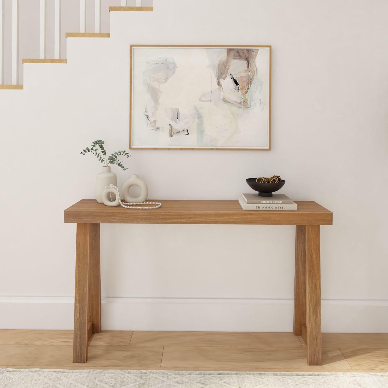 Plank+Beam Solid Wood 56" Console Table, Classic Entryway Table, Narrow Foyer Table