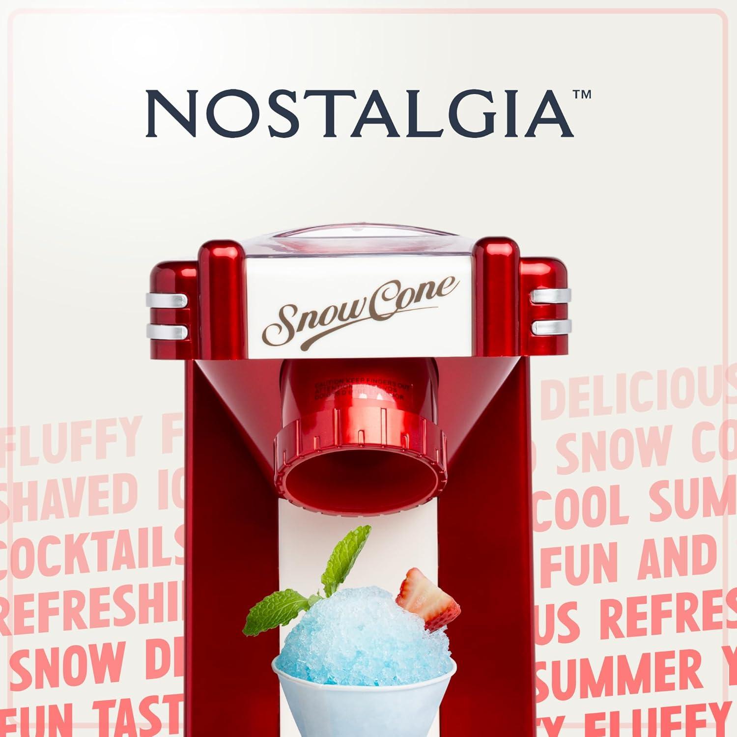 Nostalgia Nostalgia Retro Single Countertop Snow Cone Maker, Includes 1 Reusable Plastic Cup, Stainless Steel Blades