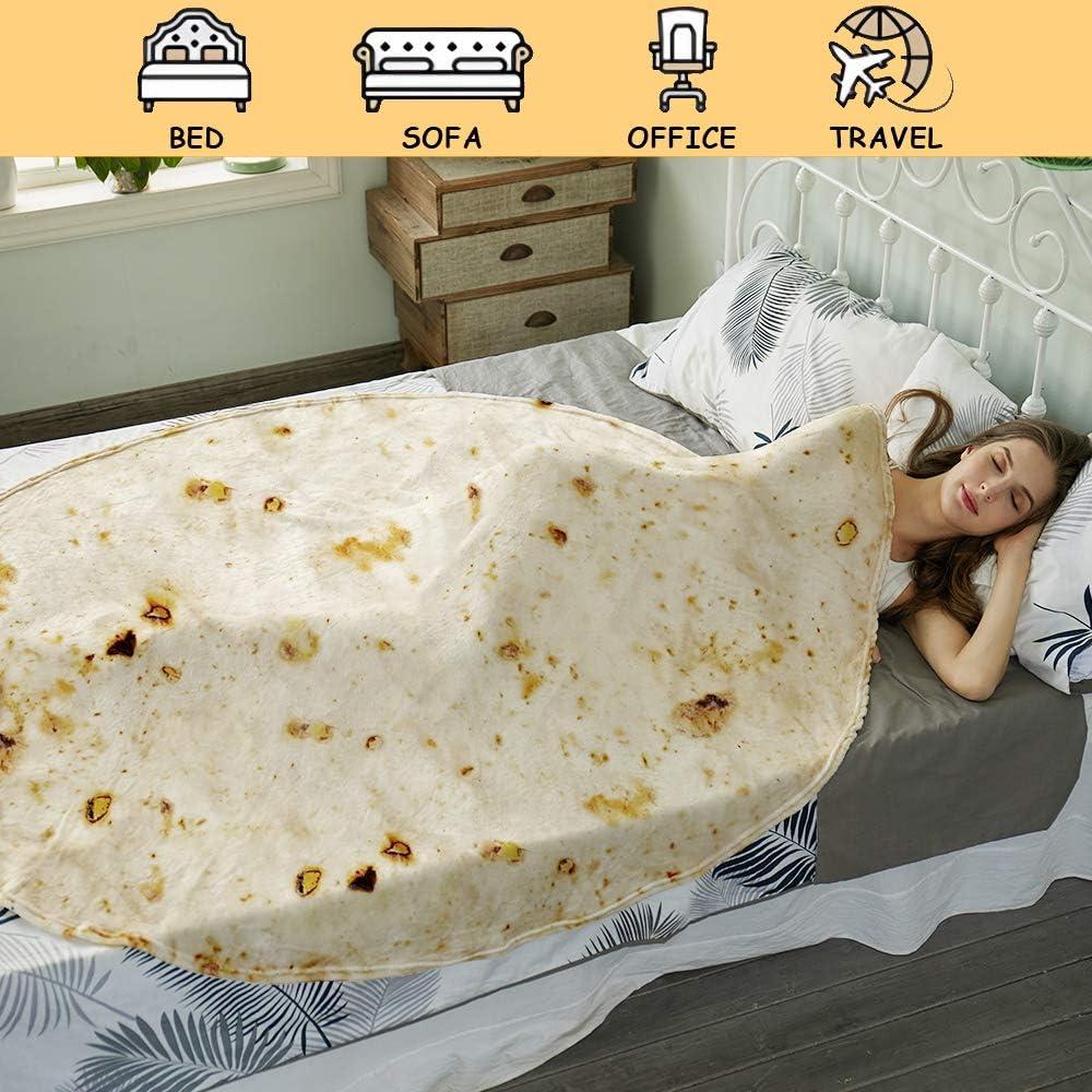 Beige Flannel Burritos Tortilla Reversible Blanket, 47 Inches