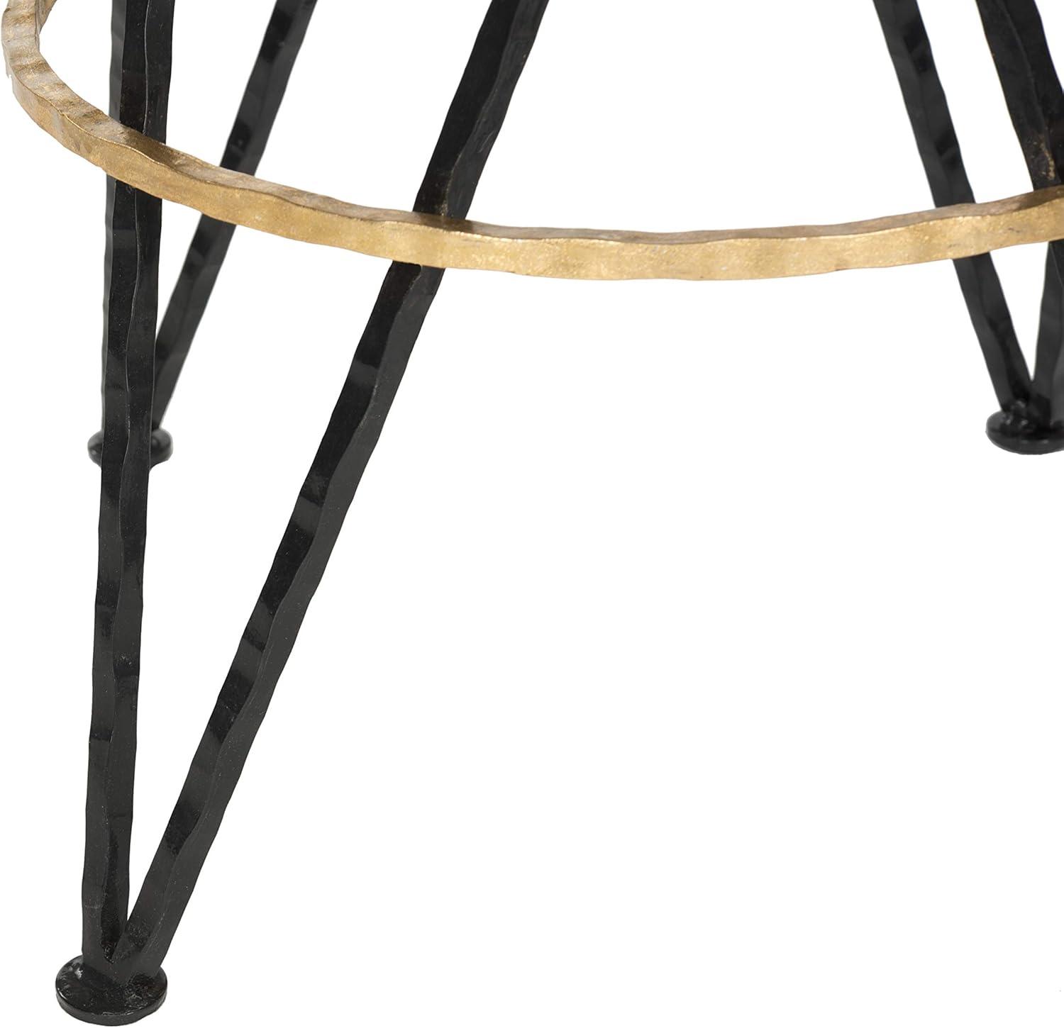 SAFAVIEH Hester Mid-Century Retro Round Top Bar Stool, Black/Gold