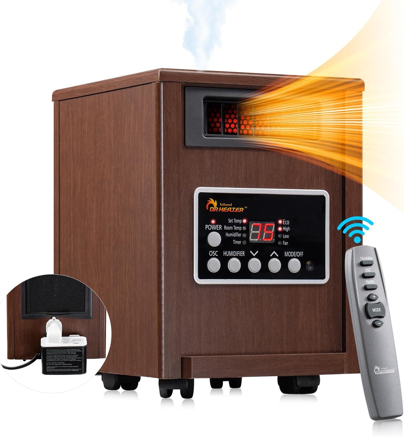 Dr. Infrared Heater DR. INFRARED HEATER DR-998W 1500W, Advanced Humidifier and Oscillation Fan and Remote Control, Dual Heating System
