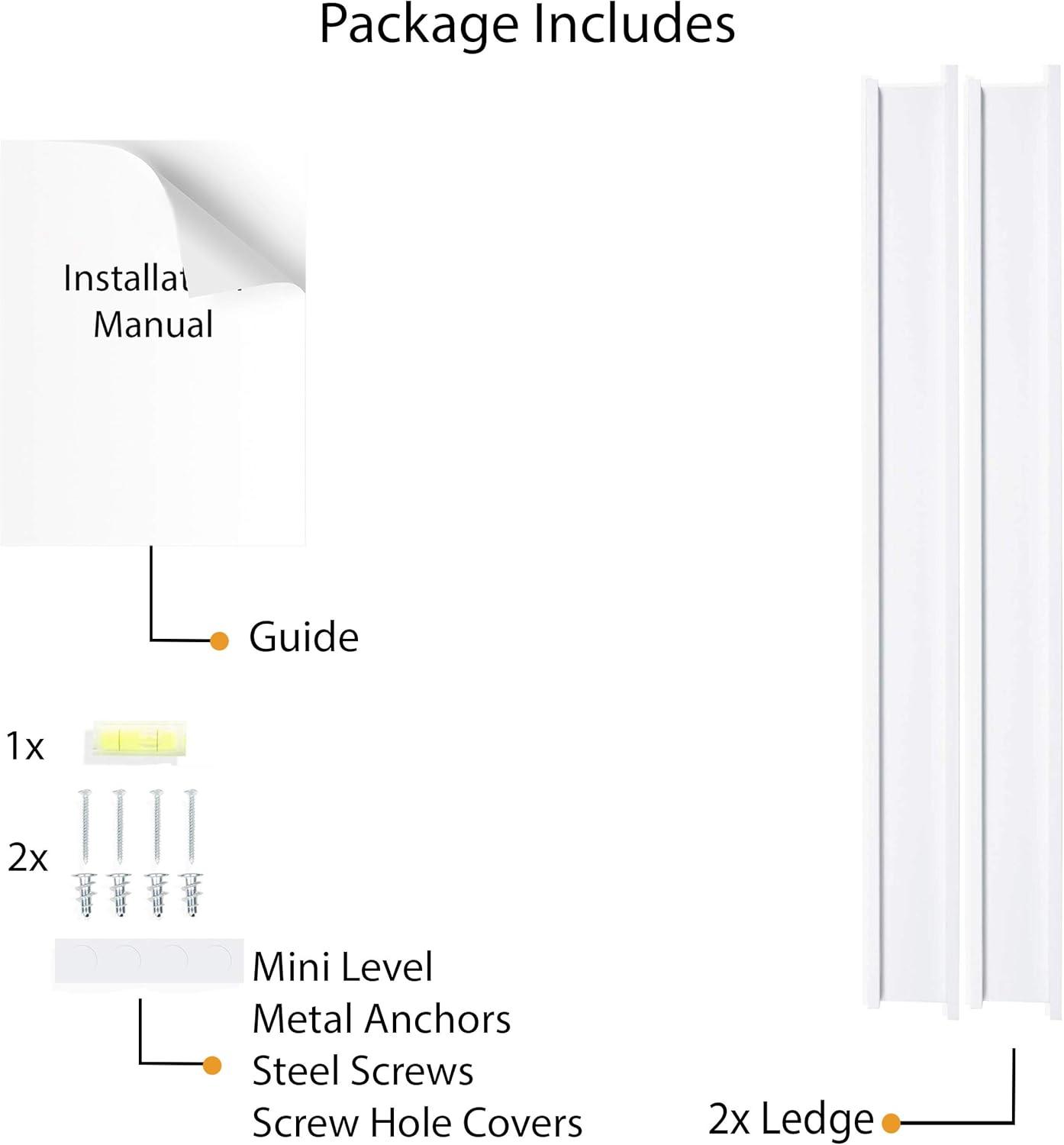 Wallniture  Denver 60 Inch Floating Shelves, White Picture Ledge (Set of 2)