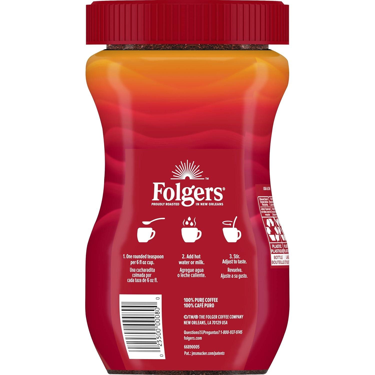 Folgers Classic Medium-Dark Roast Instant Coffee in Jar