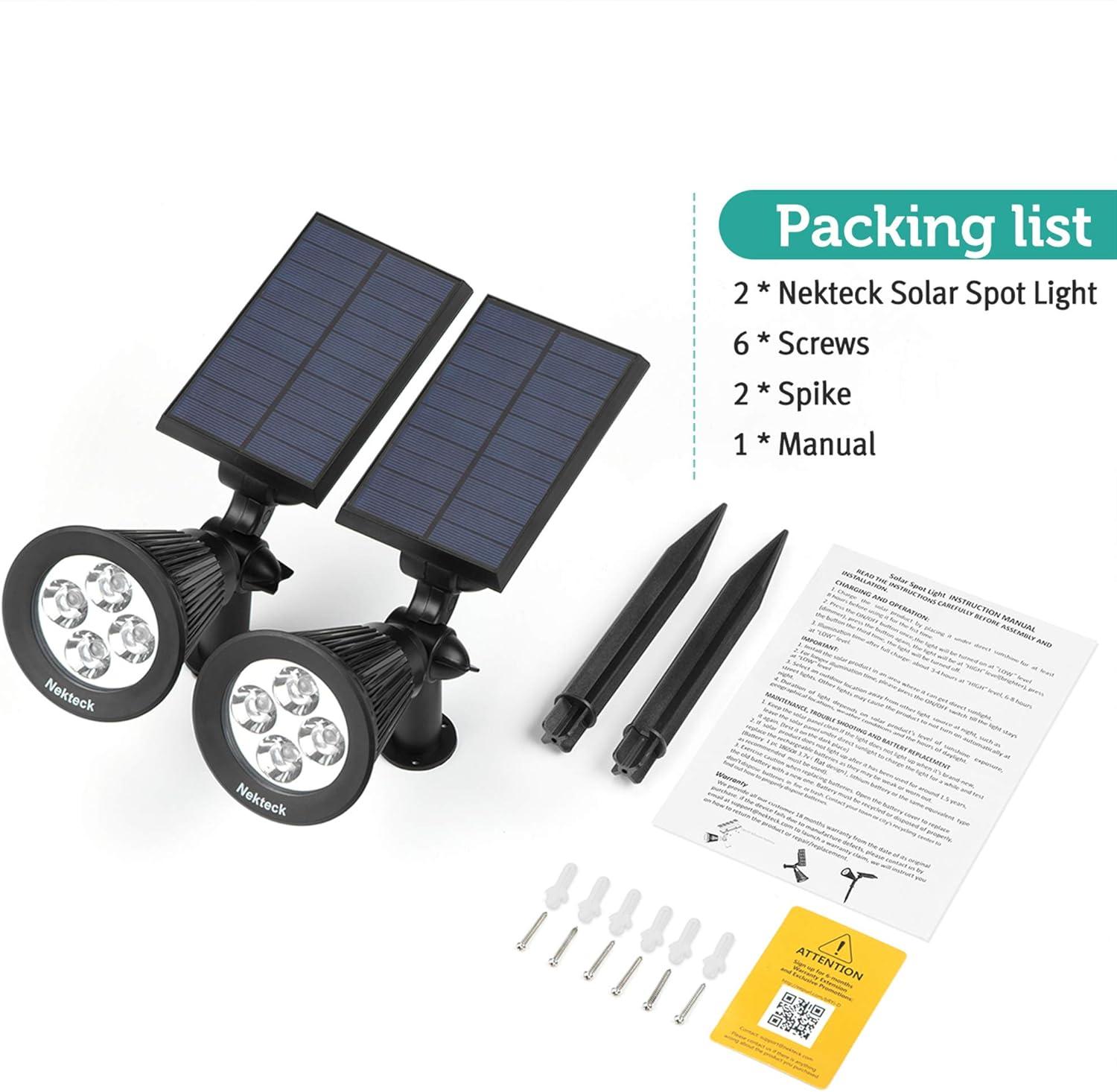 Nekteck Solar Lights, 2-in-1 Solar Spot Lights Outdoor, Waterproof Solar Powered Landscape Spotlights, Bright and Dark Sensing, Auto On/Off for Yard, Pathway, Garden, Driveway (6 Pack, Warm White)