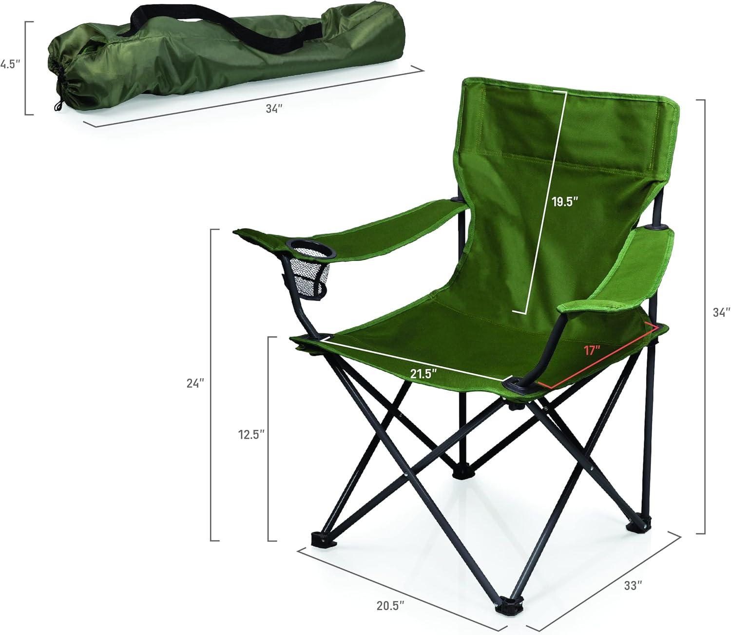 Green Collapsible Outdoor Camping Chair with Mesh Cup Holder