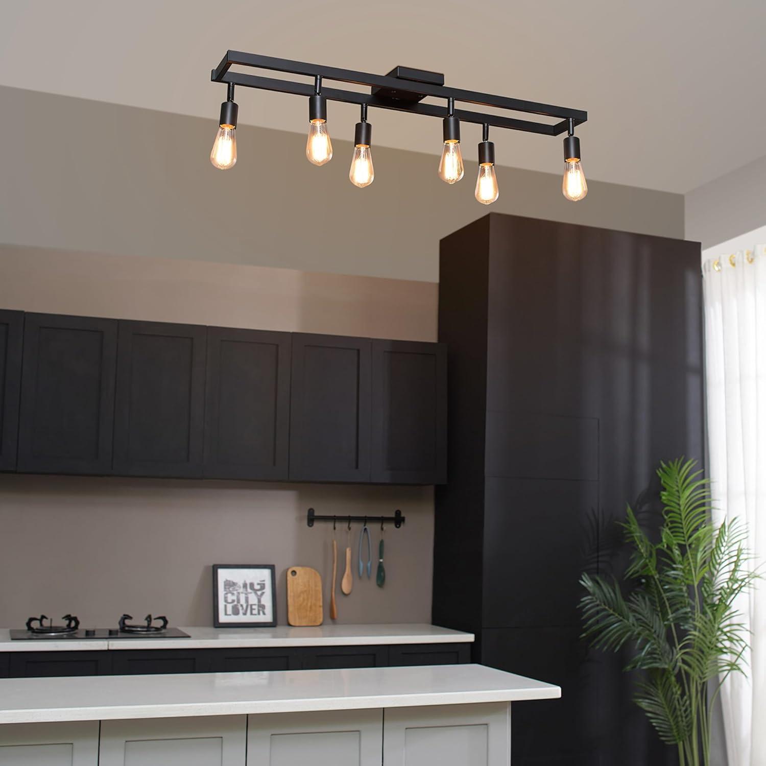 Matte Black 6-Light Adjustable Track Lighting Fixture