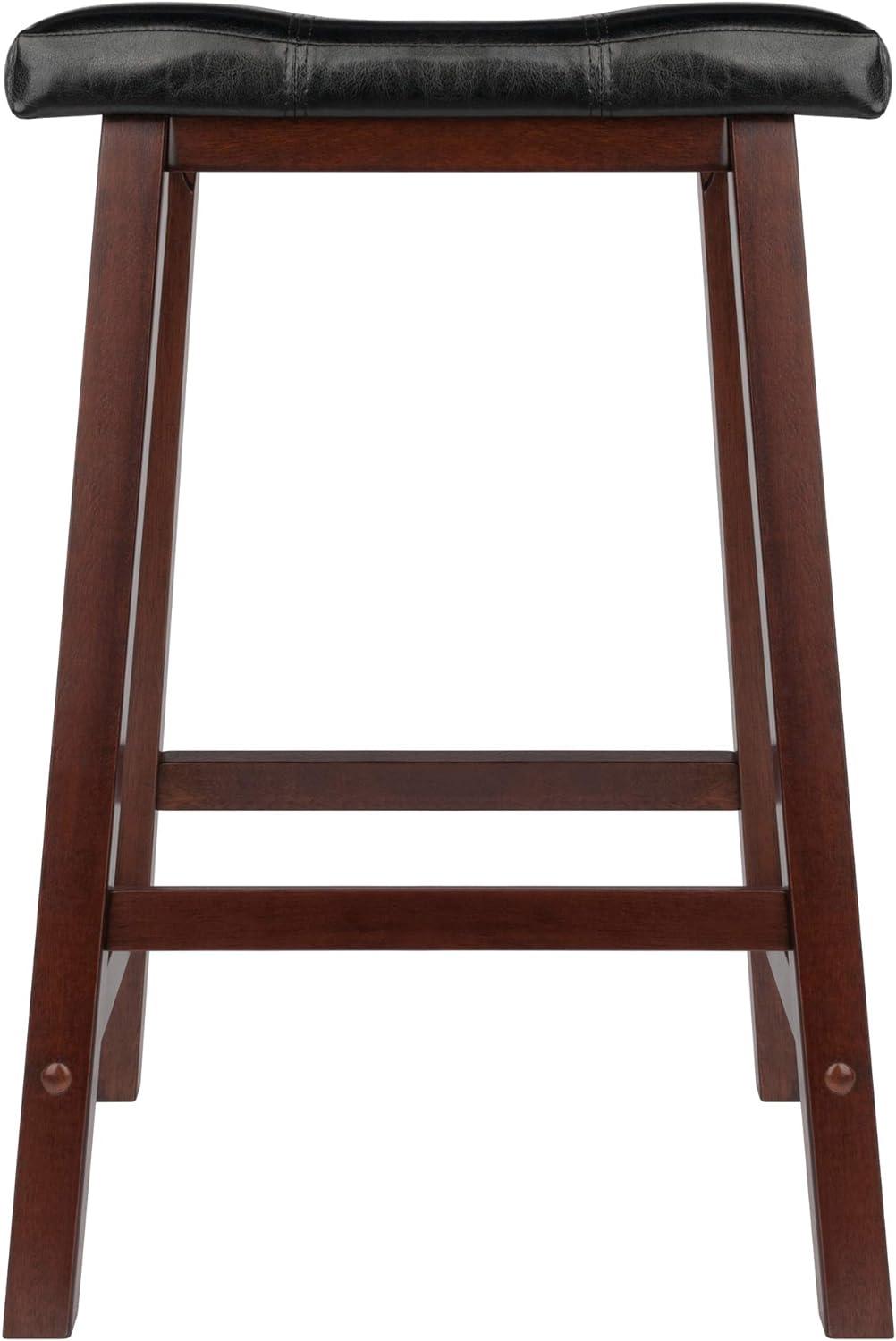 Winsome Mona Cushion Saddle Seat 24.84" Counter Height Barstool Hardwood/Toasted Walnut: Faux Leather, Wood Legs