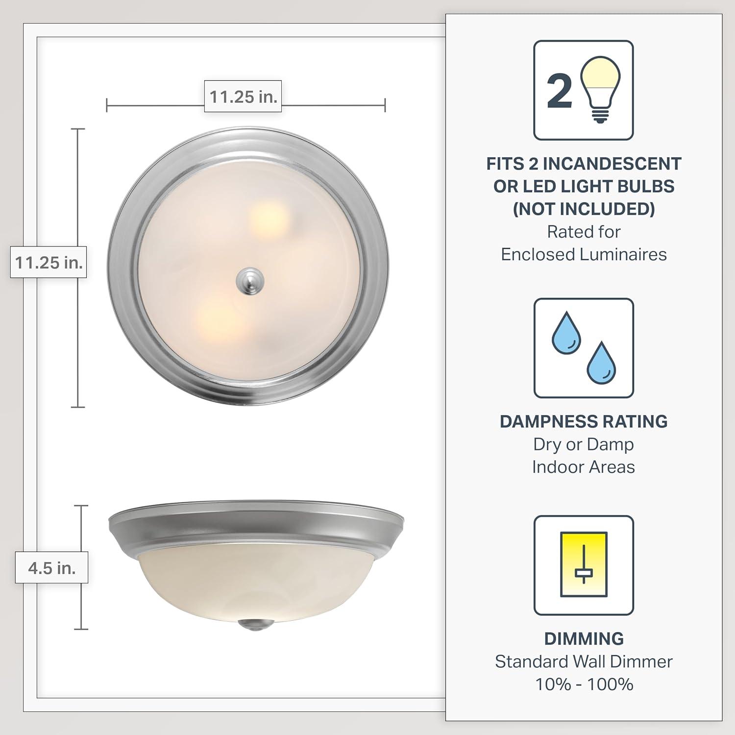 Designers Fountain 11 inch 2-Light Pewter Flush Mount Ceiling Light, 1257S-PW-AL