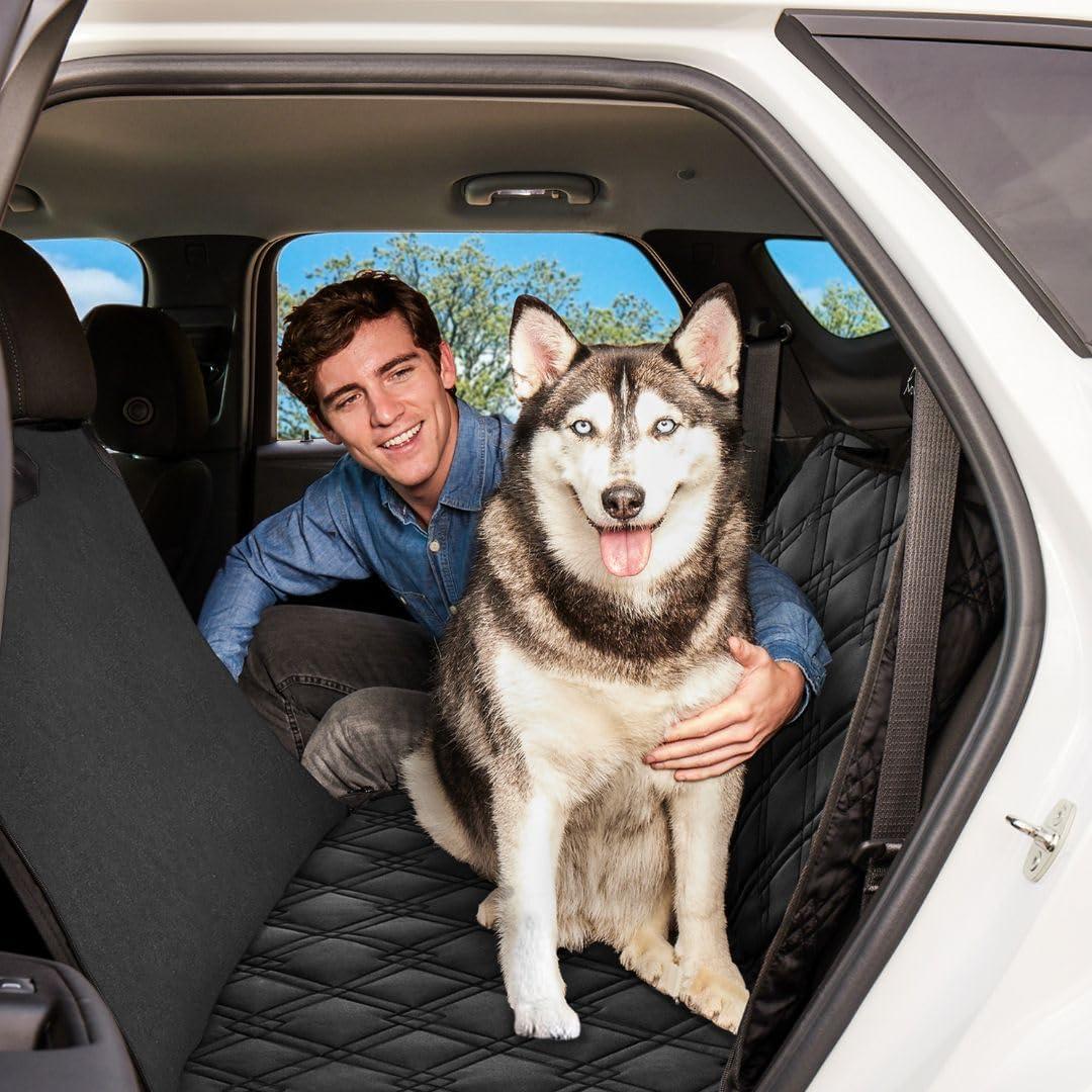 Meadowlark Hammock Pet Seat Cover with Seat Belt & 2 Headrest Protector, XL, Black, Waterproof