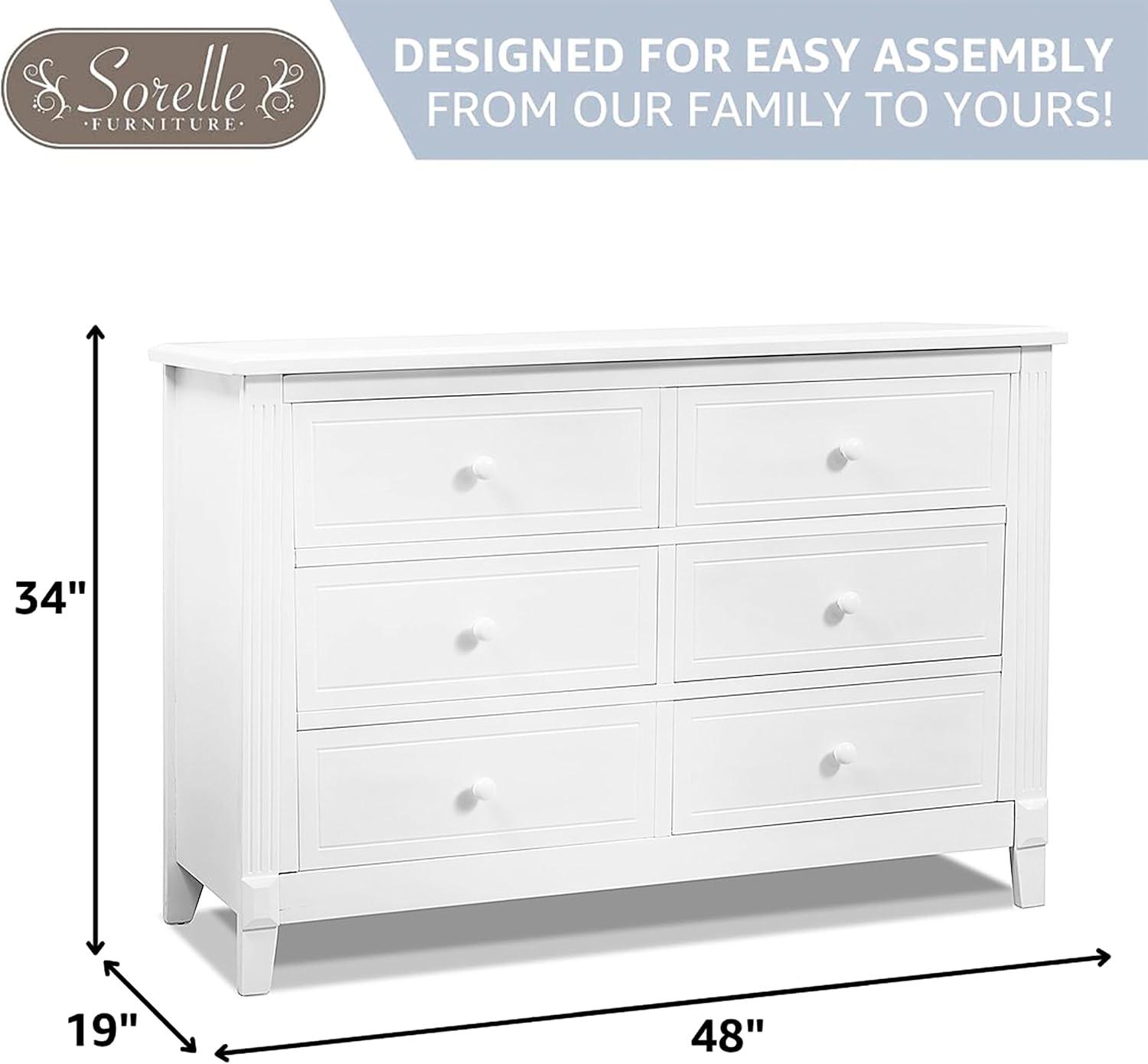 Berkley Classic White Double Dresser with Spacious Dovetail Drawers for Nursery