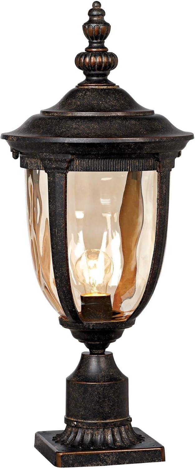 John Timberland Bellagio Vintage Outdoor Post Light Veranda Bronze with Pier Mount 25'' Champagne Hammered Glass for Exterior Barn Deck House Porch