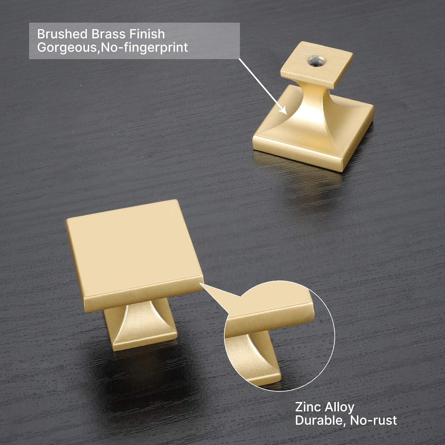 Haliwu 20 Pack Gold Cabinet Knobs Brushed Brass Dresser Drawer Knobs Square Gold Kitchen Cabinet Hardware Zinc Alloy