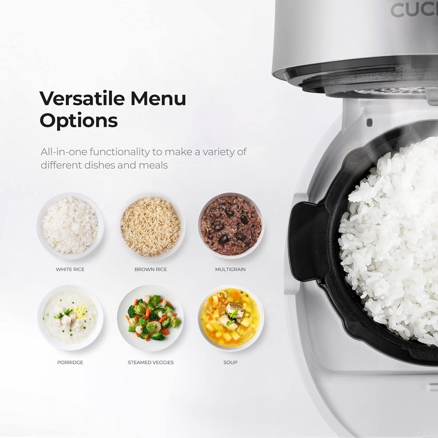 Cuckoo Electronics CUCKOO CRP-MHTR0309F 3-Cup (Uncooked) / 6-Cup (Cooked) Induction Heating Twin Pressure Rice Cooker & Warmer with Nonstick Inner Pot, 15 Menu Modes, 3 Voice Guide, Auto Clean (White)