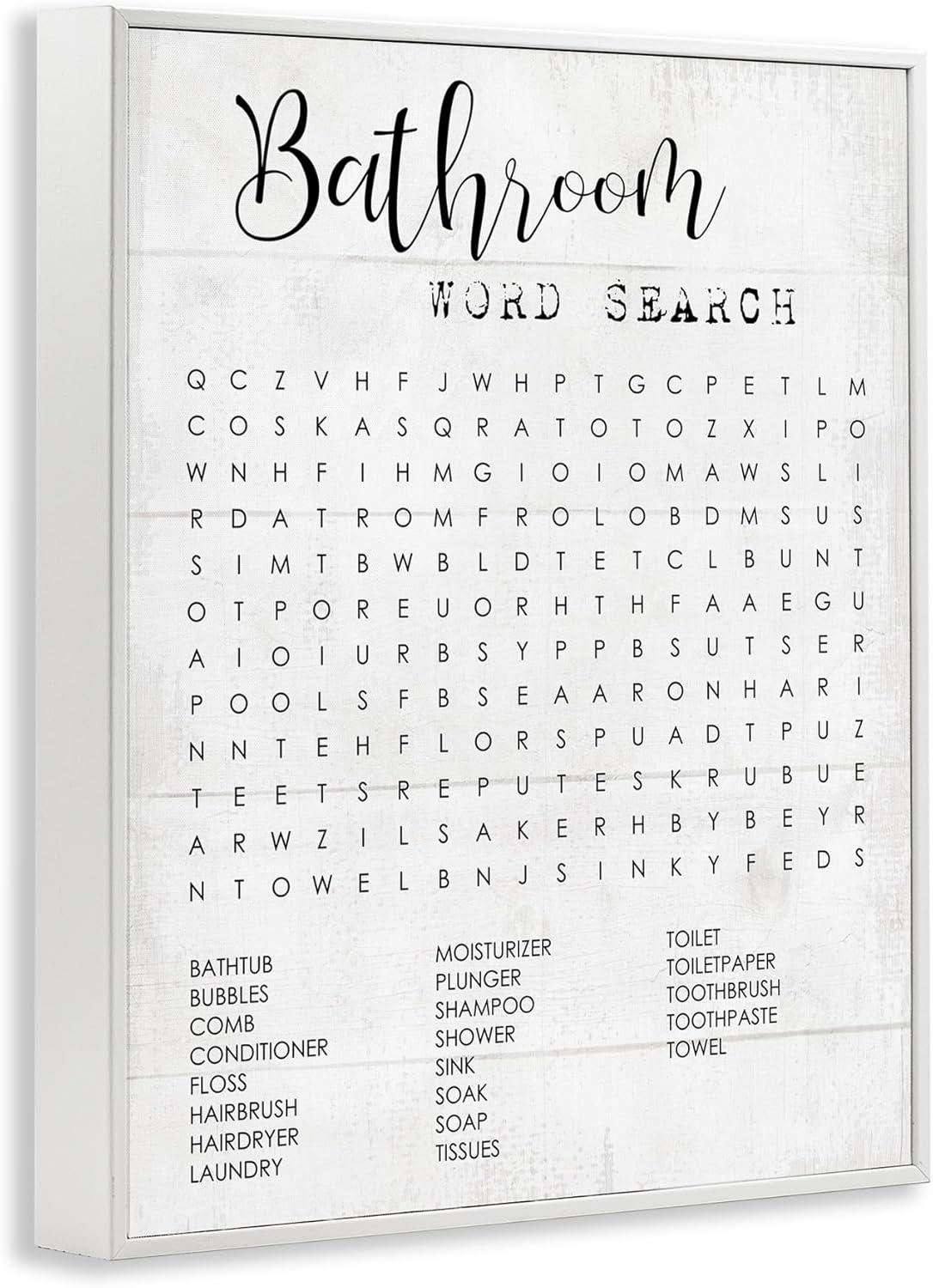 Madison Park Bathroom Search Fun Family Word, Design By Daphne Polselli Wall Art, 11 X 14, Black
