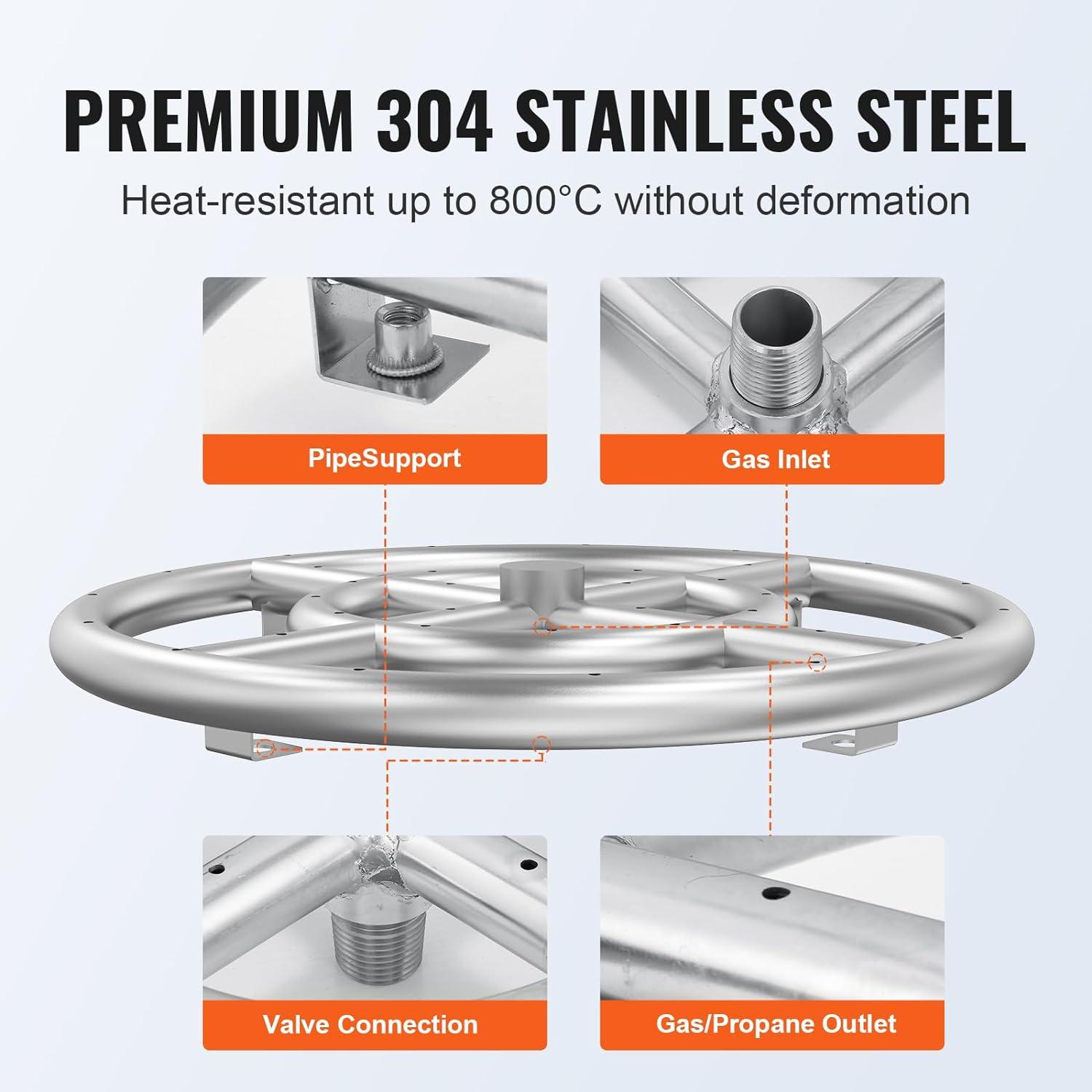 VEVOR 12'' Round Stainless Steel Fire Pit Accessory