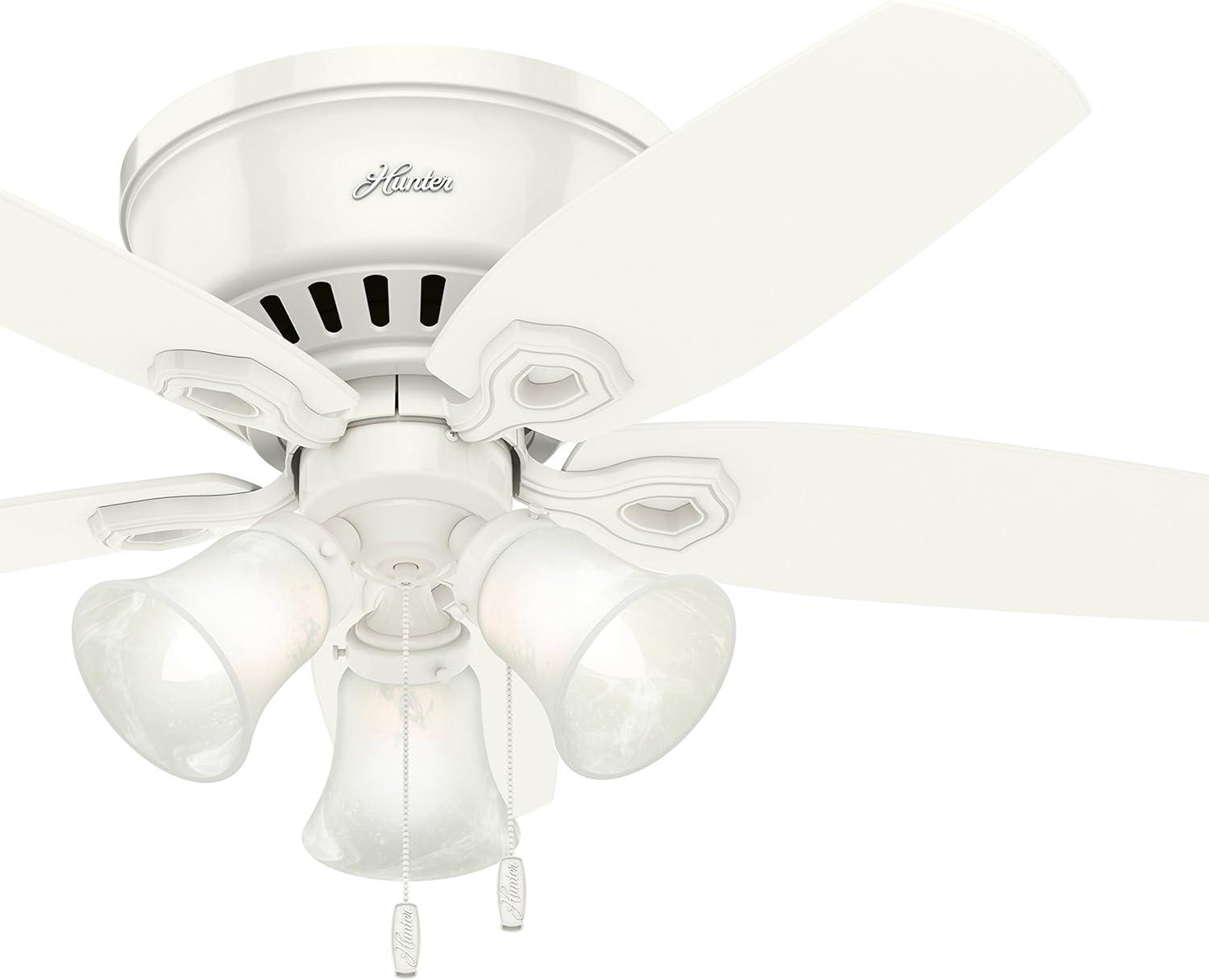 Snow White 42" Low Profile Ceiling Fan with LED Lights & WhisperWind Motor