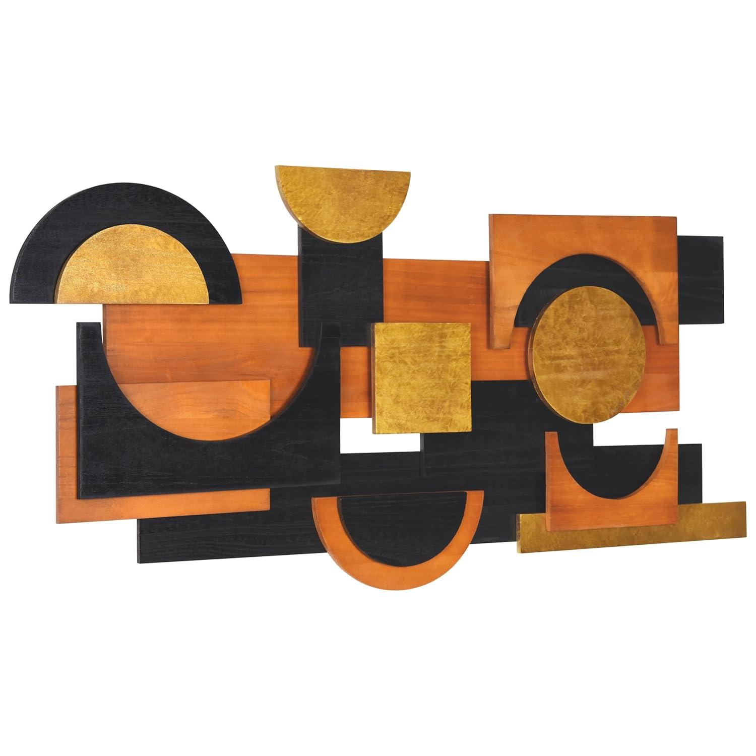 'Amber Embraces II' Hand Made & Hand Finished Dimensional Solid Paulownia Wood Abstracts Wall Art