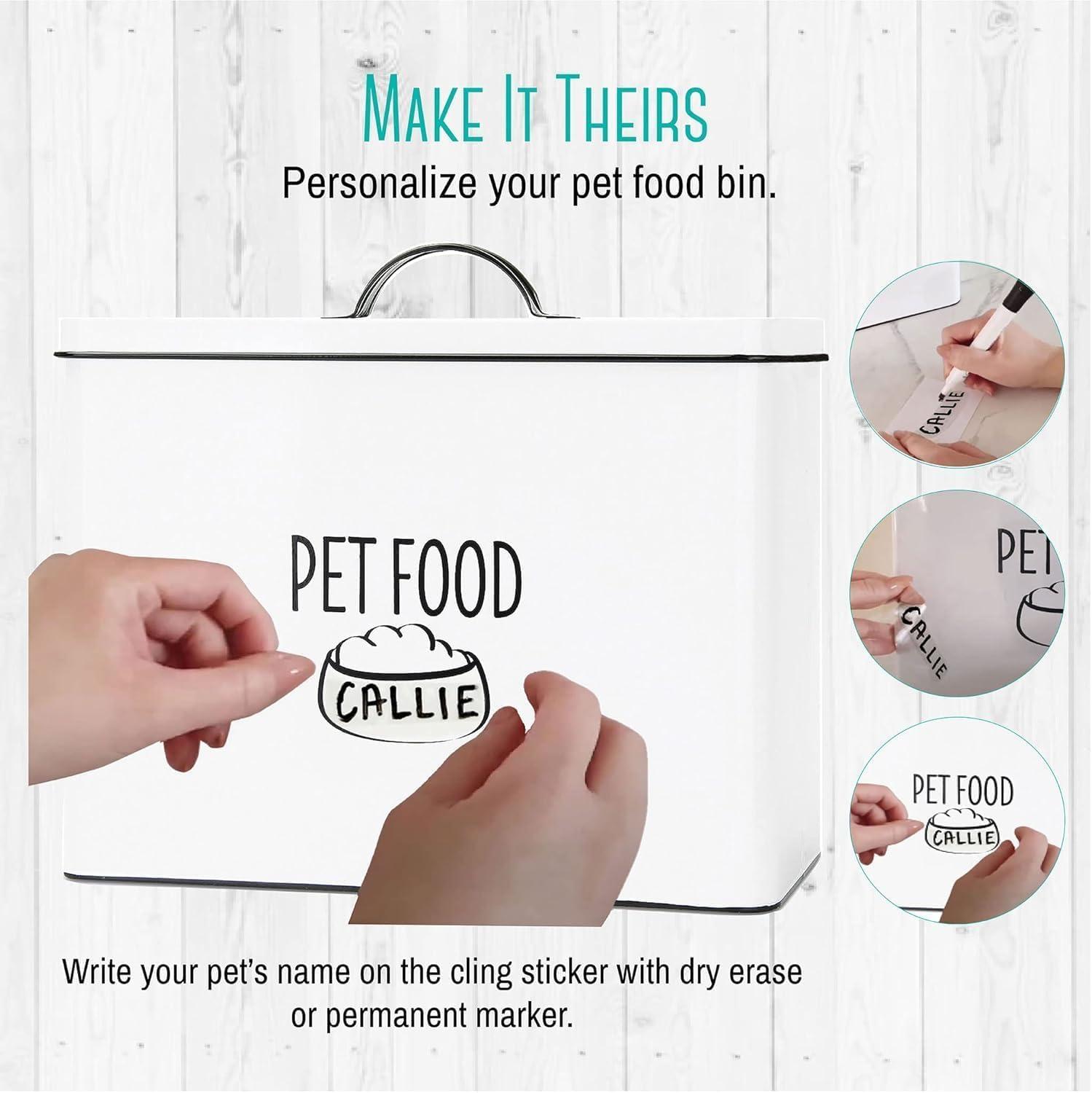 Outshine Co Outshine White Farmhouse Dog Food Bin Storage Container Cute Pet Food And Treat Canister With Lid & Reviews | Wayfair