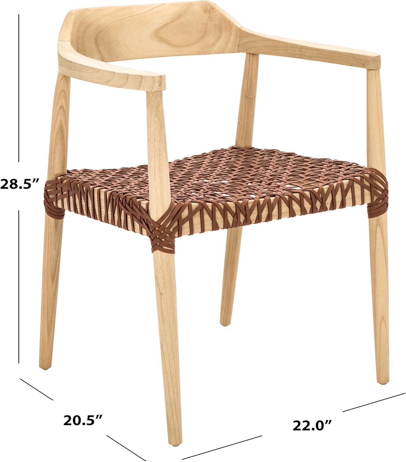 Munro Leather Woven Accent Chair - ACH1005 - Natural/Light Honey - Safavieh
