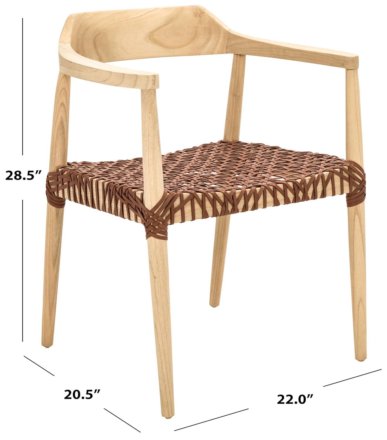 Munro Leather Woven Accent Chair - ACH1005 - Natural/Light Honey - Safavieh
