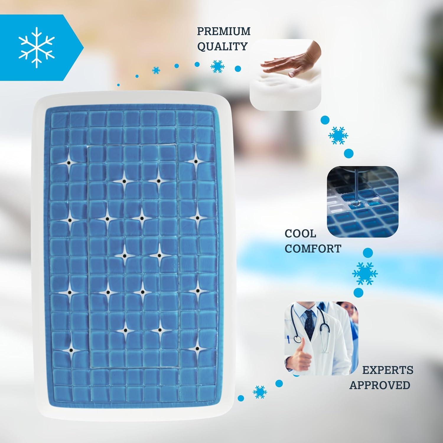 Technogel Deluxe Cooling Gel Pillow – Neck & Shoulder Pain Relief, Odorless Memory Foam, Cool Sleep for Stomach & Back Sleepers, Standard Shape with Washable Cooling Cover (Medium)