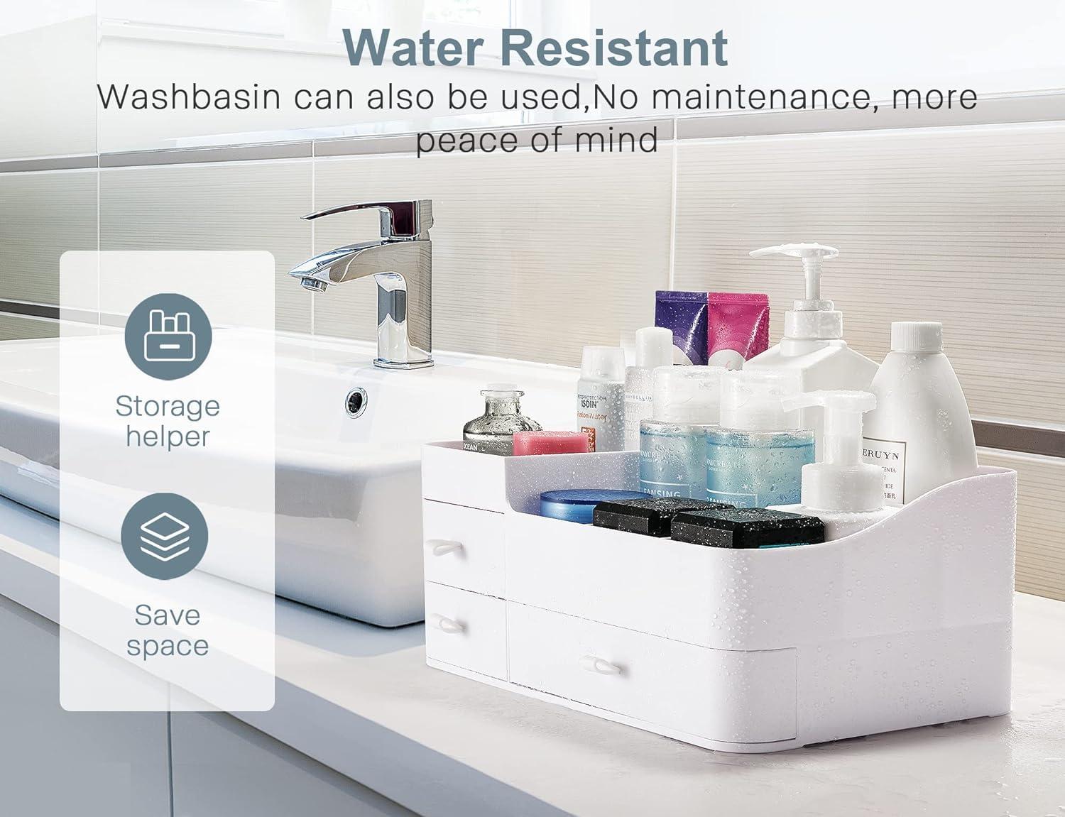 BREIS Makeup Organizer with Drawers,Large Capacity Countertop Organizer for Vanity,Bathroom Makeup Organizer for Skin Care, Cosmetics, Brushes, Eyeshadow, Lotions, Lipstick, Nail Polish