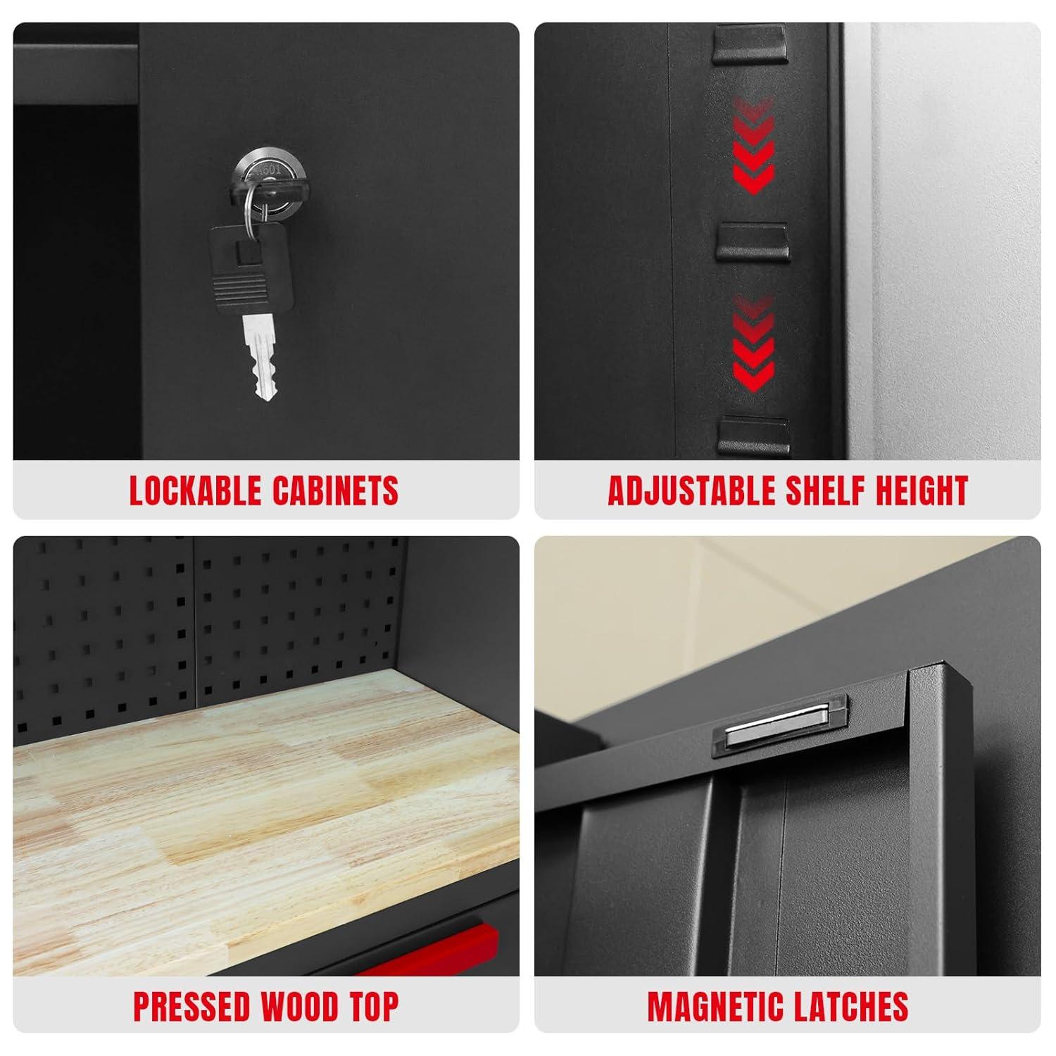 WFX Utility™ WFX Utility™ 6pcs Garage Cabinets And Storage System Set With Pegboard & Rubber Wood Worktop