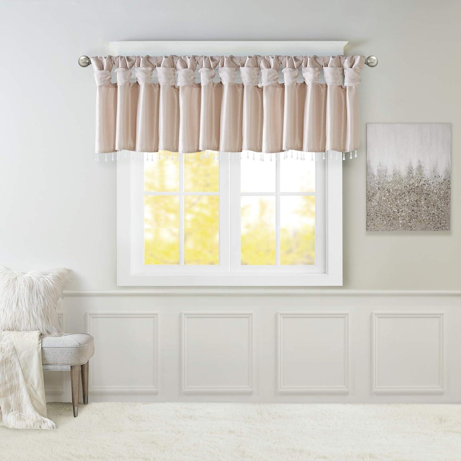 Madison Park Emilia Lightweight Faux Silk Single Valance with Beads