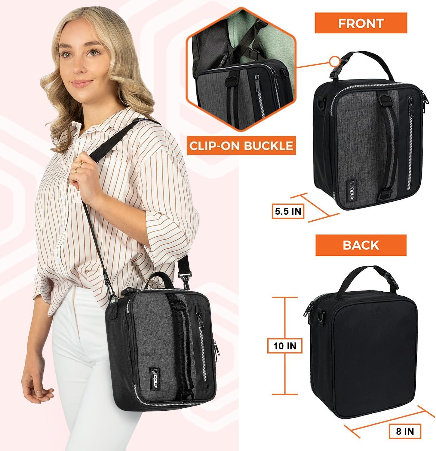 OPUX Insulated Lunch Box Men Women Adult, Compact Soft Cooler Bag Kids Boys Girls, Leakproof Small Pail Work School (Heather Charcoal, One Size)