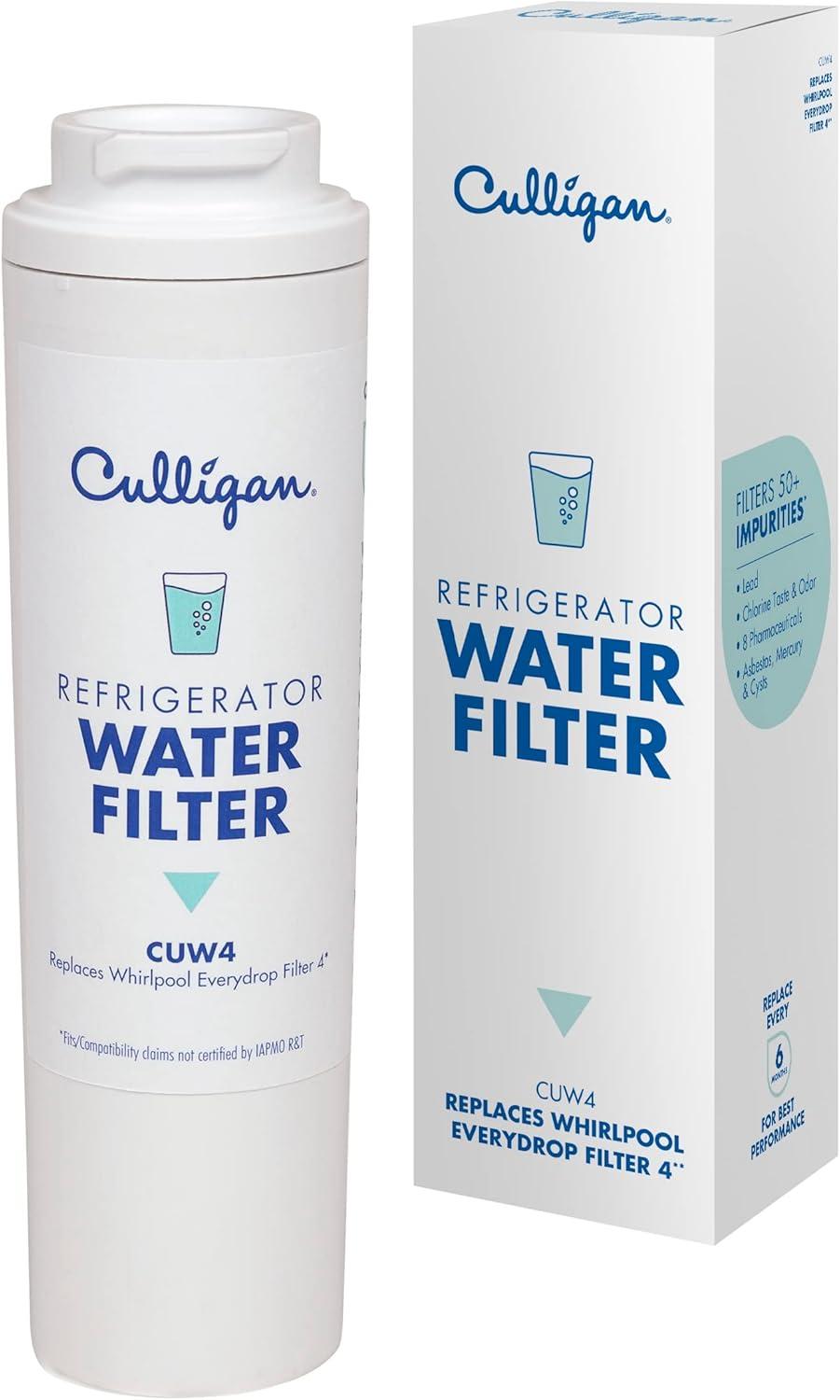 Culligan CUW4 Replacement Whirlpool (EDR4RXD1/WHR4RXD1/KAD4RXD1) Refrigerator Water Filter 4: Filters Odors, Lead, Chlorine