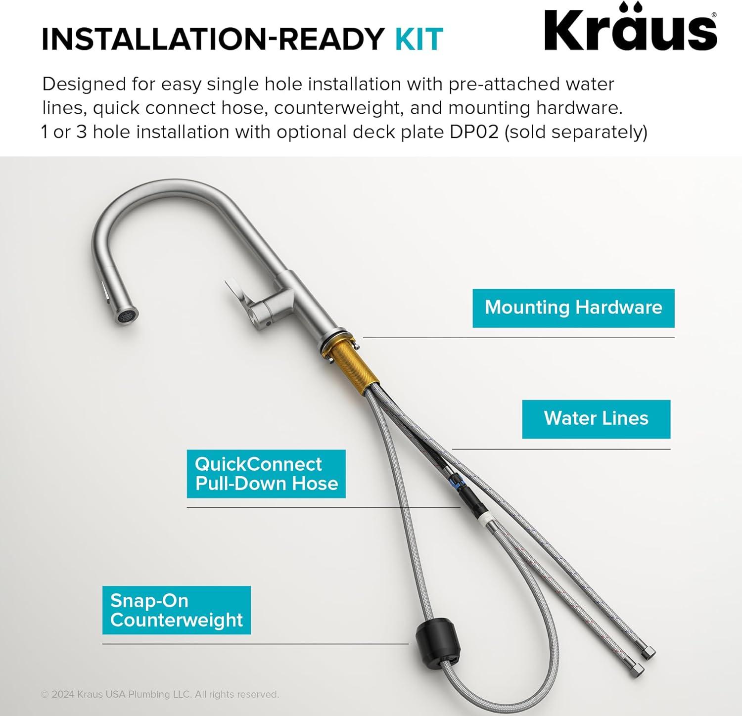 Kraus Torak 2-Function Single Handle Pull Down Kitchen Faucet