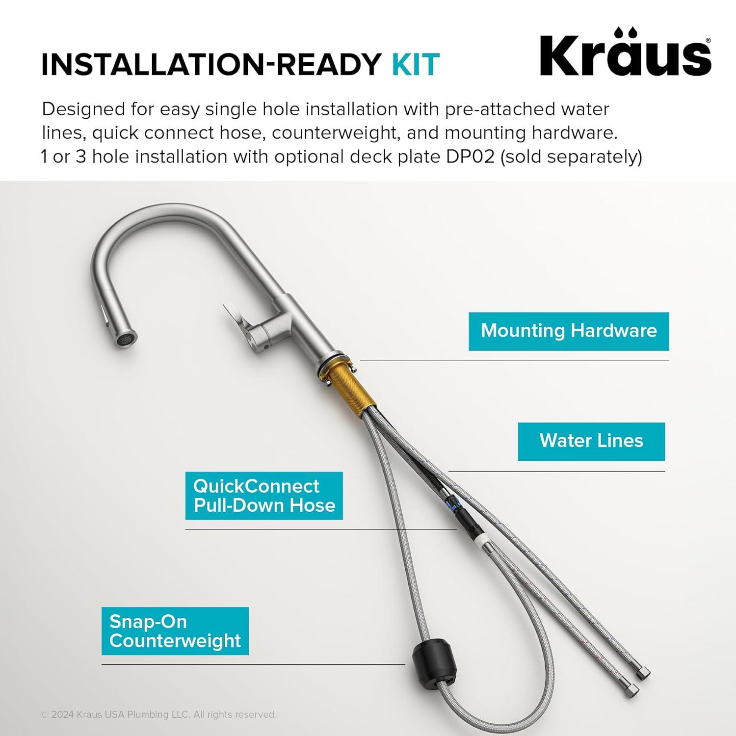 Kraus Torak 2-Function Single Handle Pull Down Kitchen Faucet