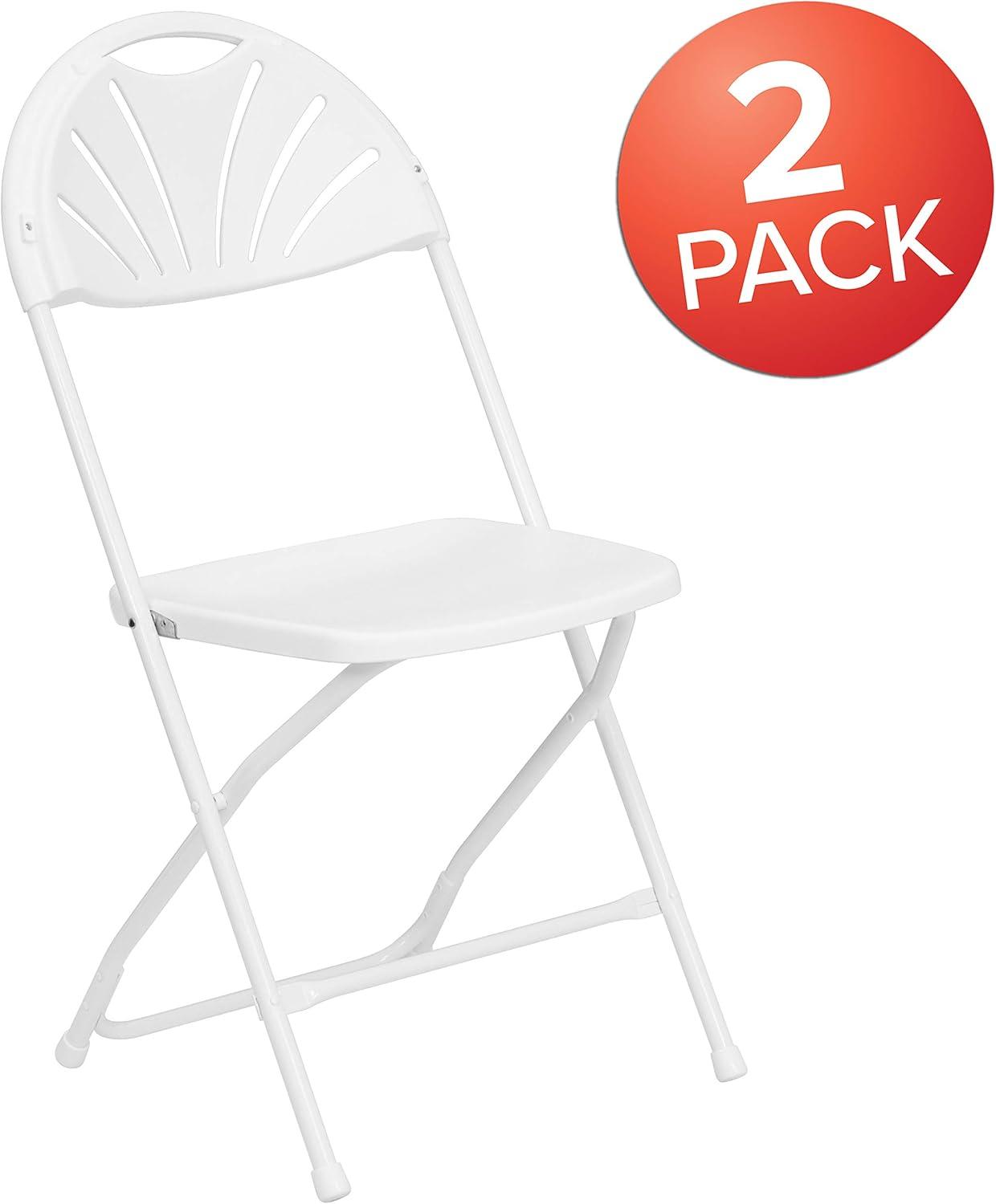 Emma and Oliver 2 Pack Wedding Party Event Fan Back Plastic Folding Chair Home Office