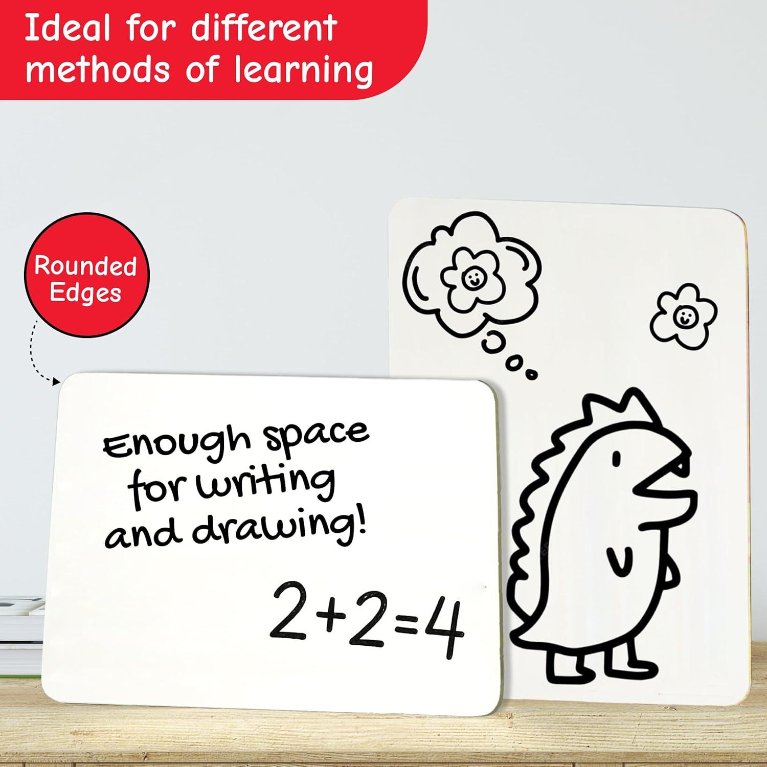 Charles Leonard Dry Erase Lapboard Class Pack, Plain 1-Sided Boards, Markers & Erasers, Pack of 12