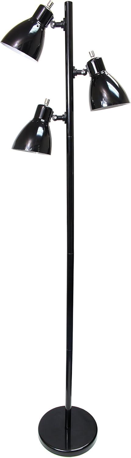 Modern Adjustable Triple-Light Floor Lamp in Black Metal