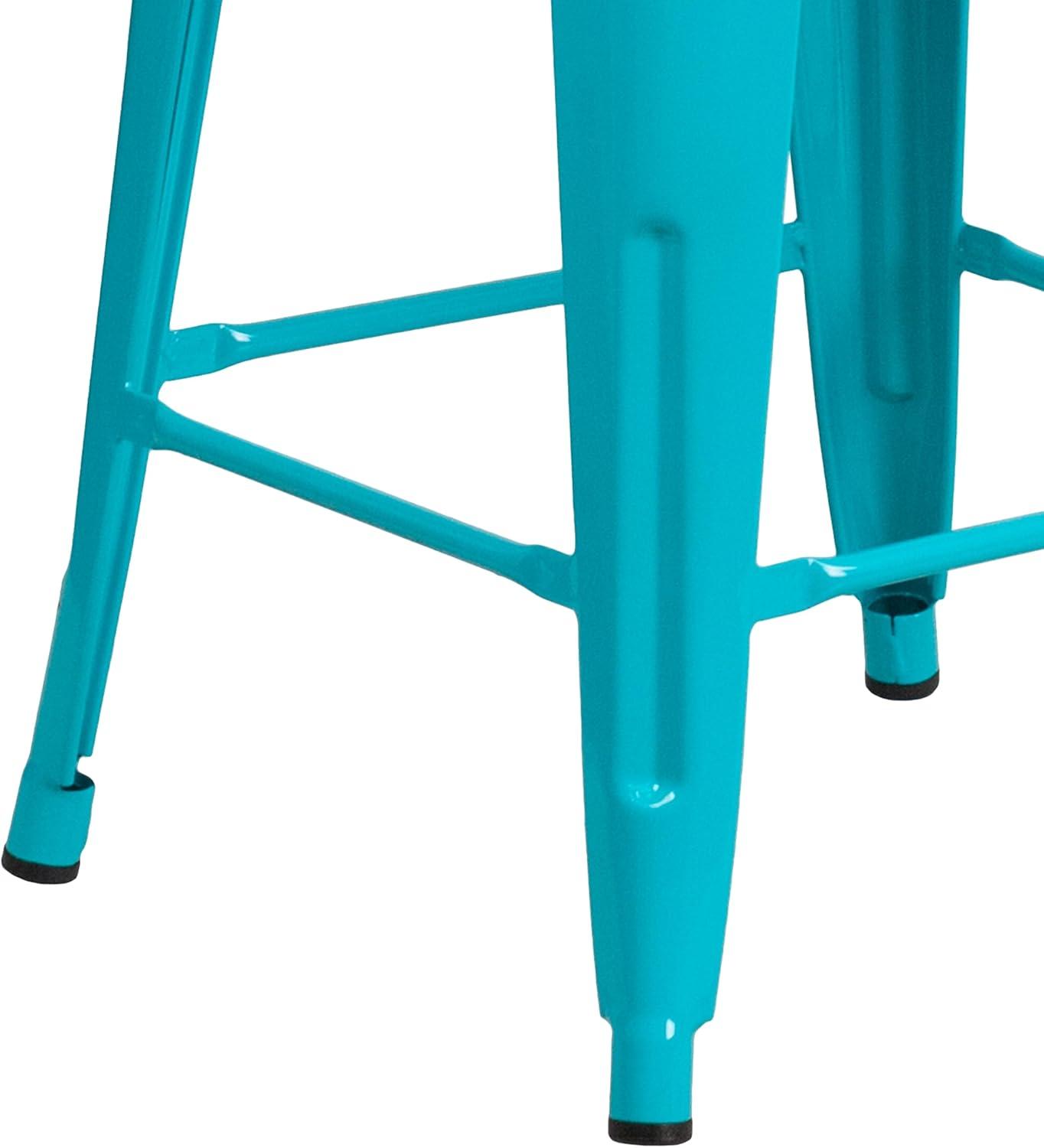 Flash Furniture Commercial Grade 24" High Backless Crystal Teal-Blue Indoor-Outdoor Counter Height Stool