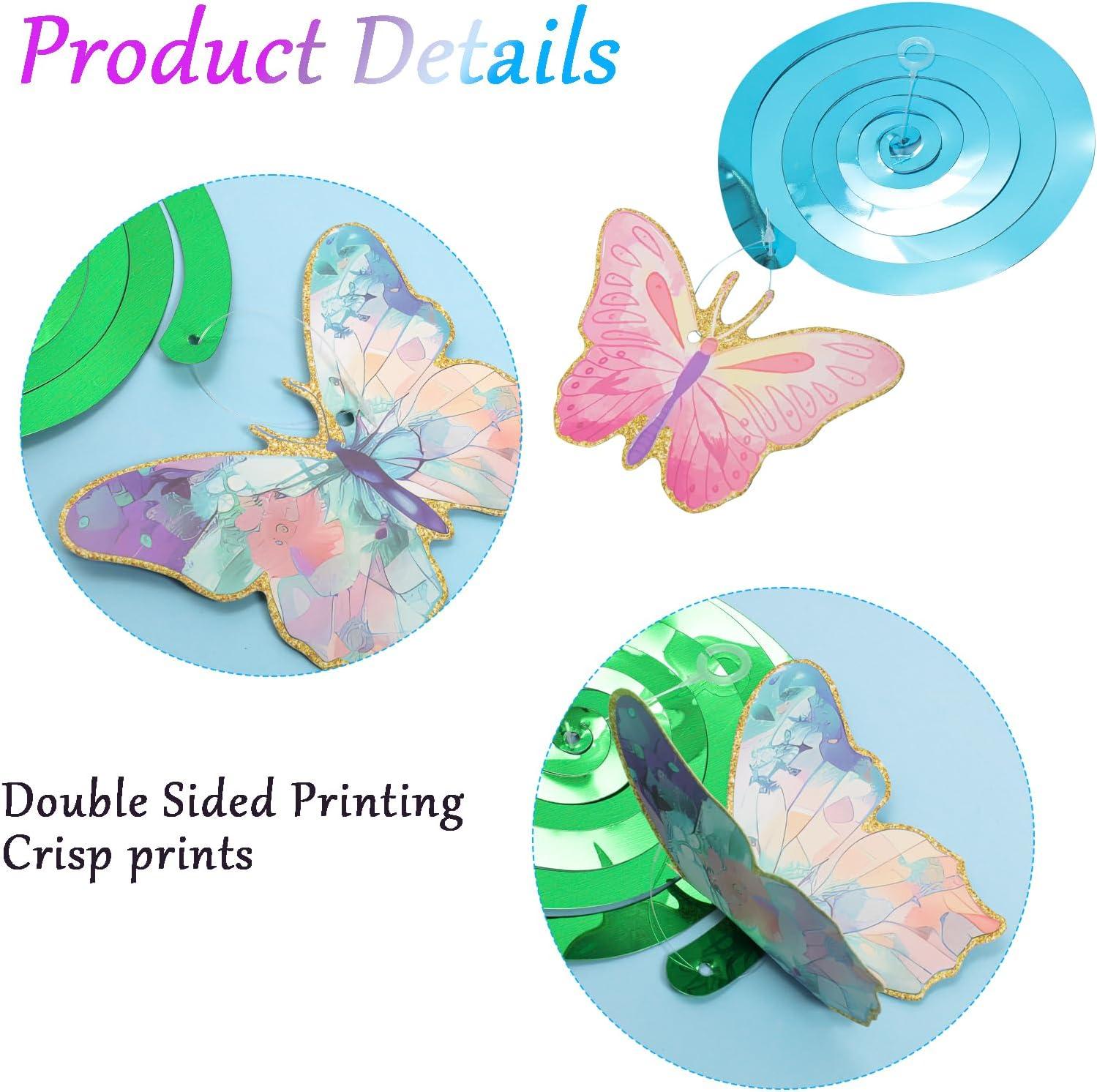 Fumwase 30 Pcs Butterfly Hanging Swirl Decorations Hanging Butterfly Party Decoration for Baby Shower Party Wedding Room Spring Summer Garden Party Wall Decor