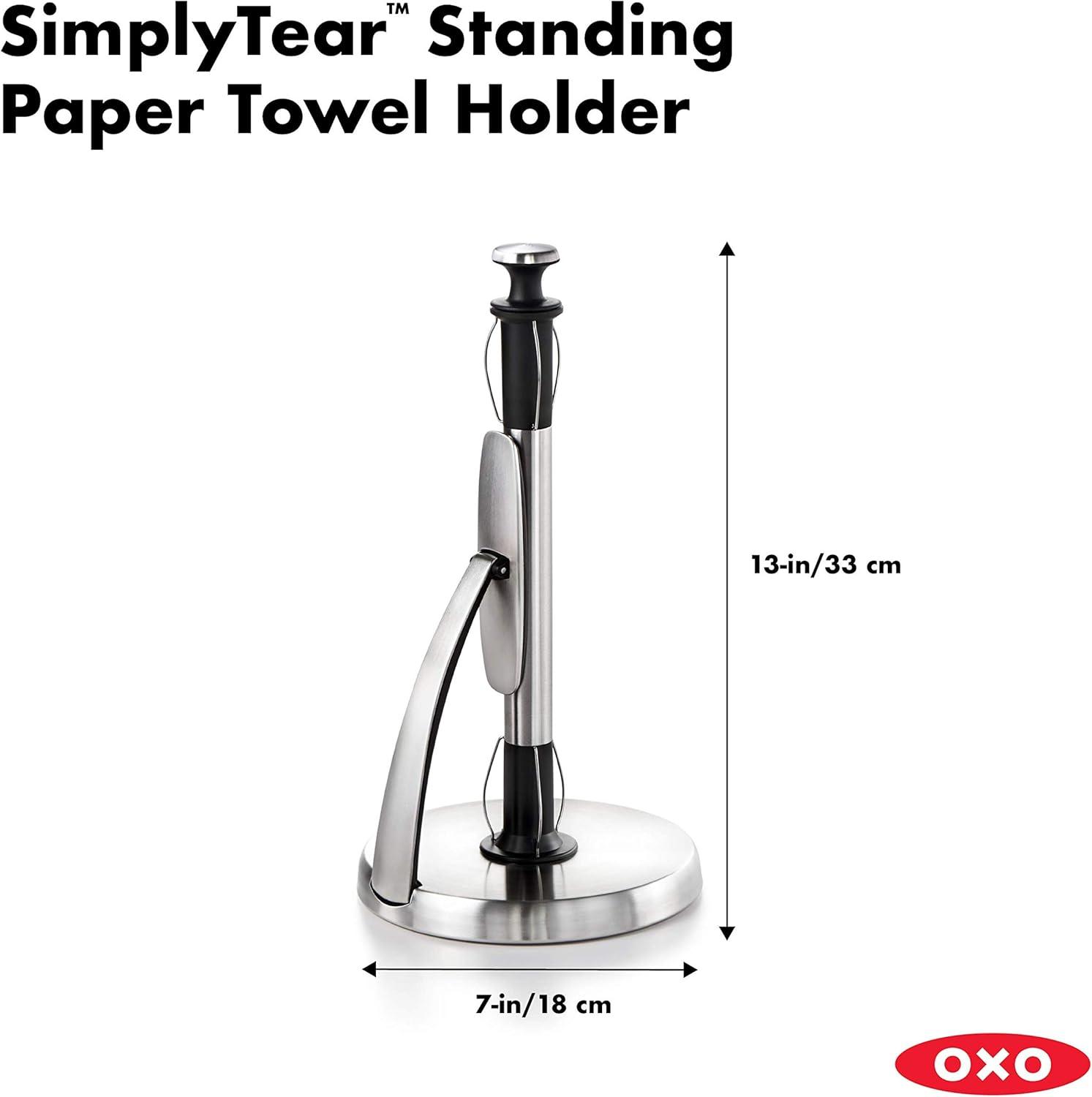 Stainless Steel and Black Freestanding Paper Towel Holder