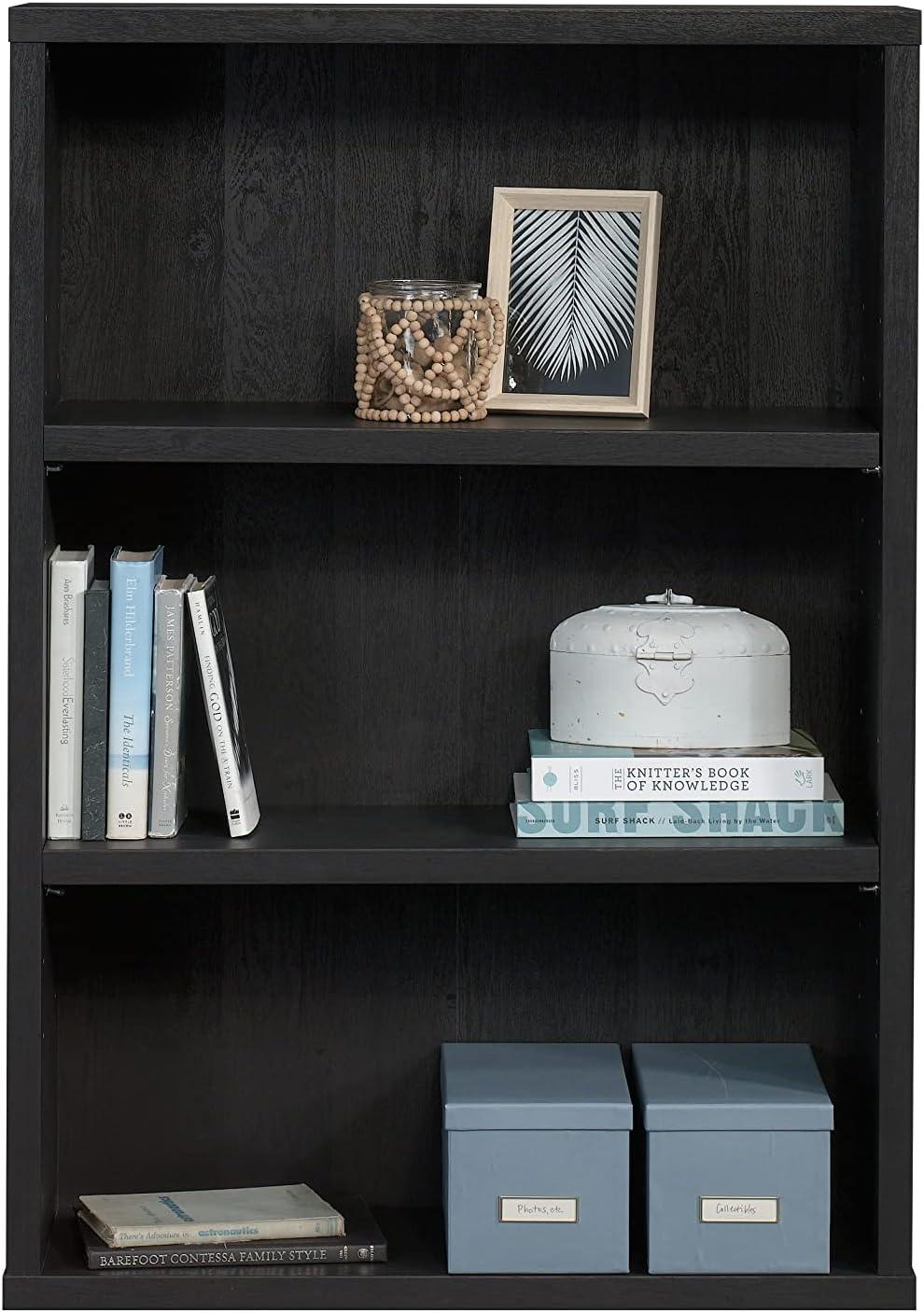 Raven Oak Adjustable 3-Shelf Black Bookcase