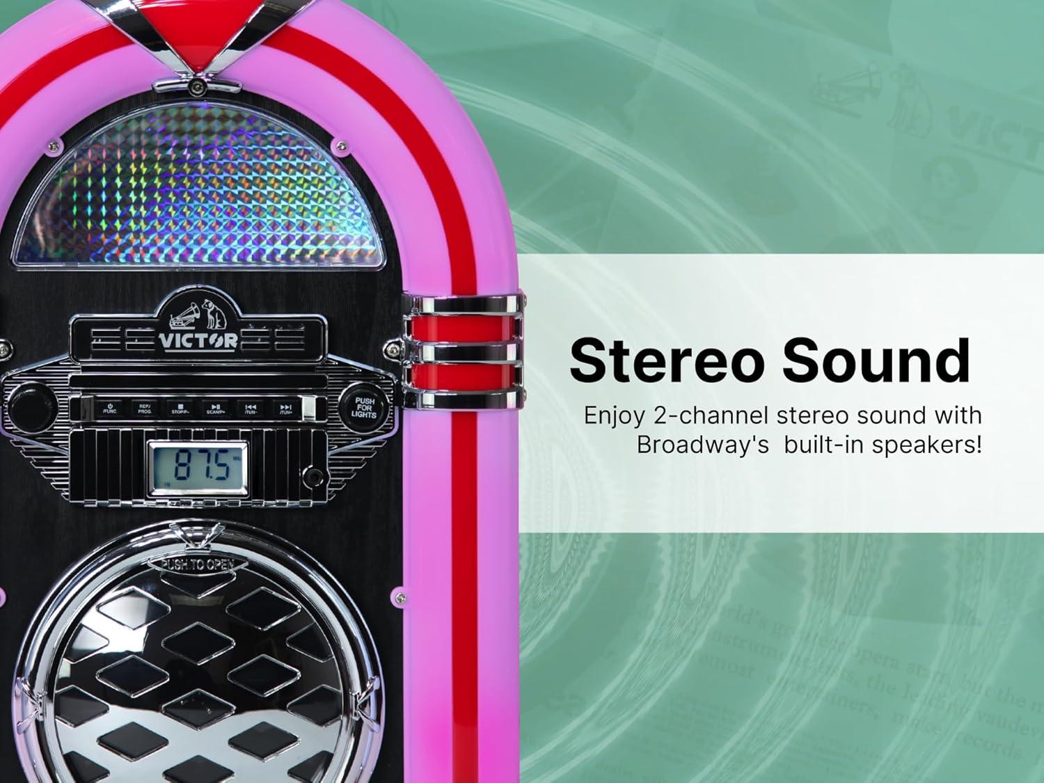 Victor Bluetooth CD Jukebox Speaker with FM Radio & Multicolor LED Lighting