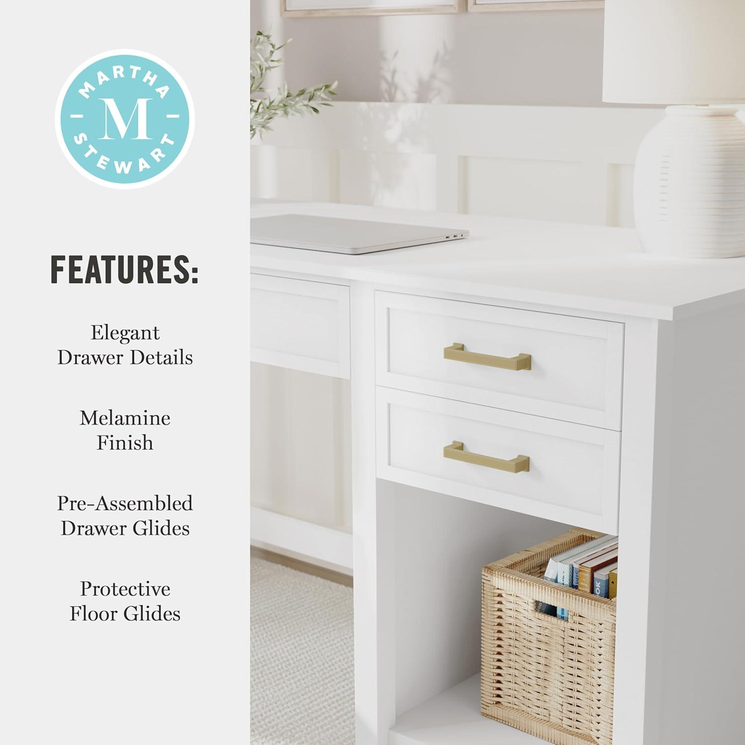 Martha Stewart Martha Stewart Hutton Shaker Style Home Office Desk With 2 Side Drawers