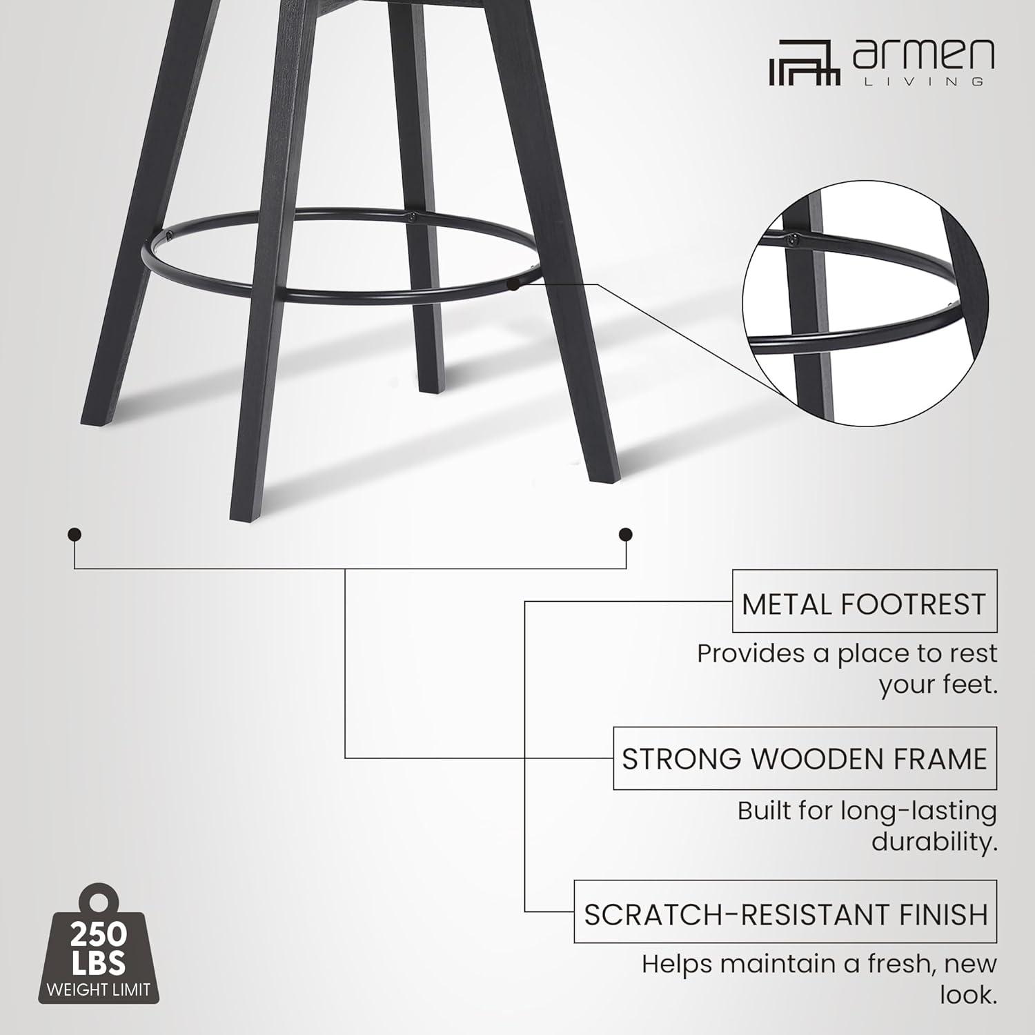 30" Baylor Faux Leather Wood Swivel Barstool Gray/Black - Armen Living