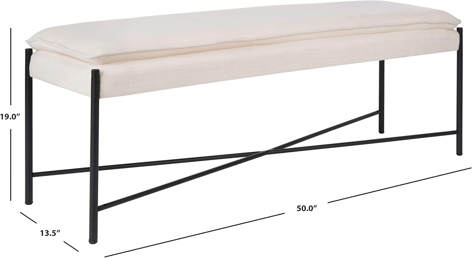 Kara Cushioned X Bench - Light Beige/Black - Safavieh