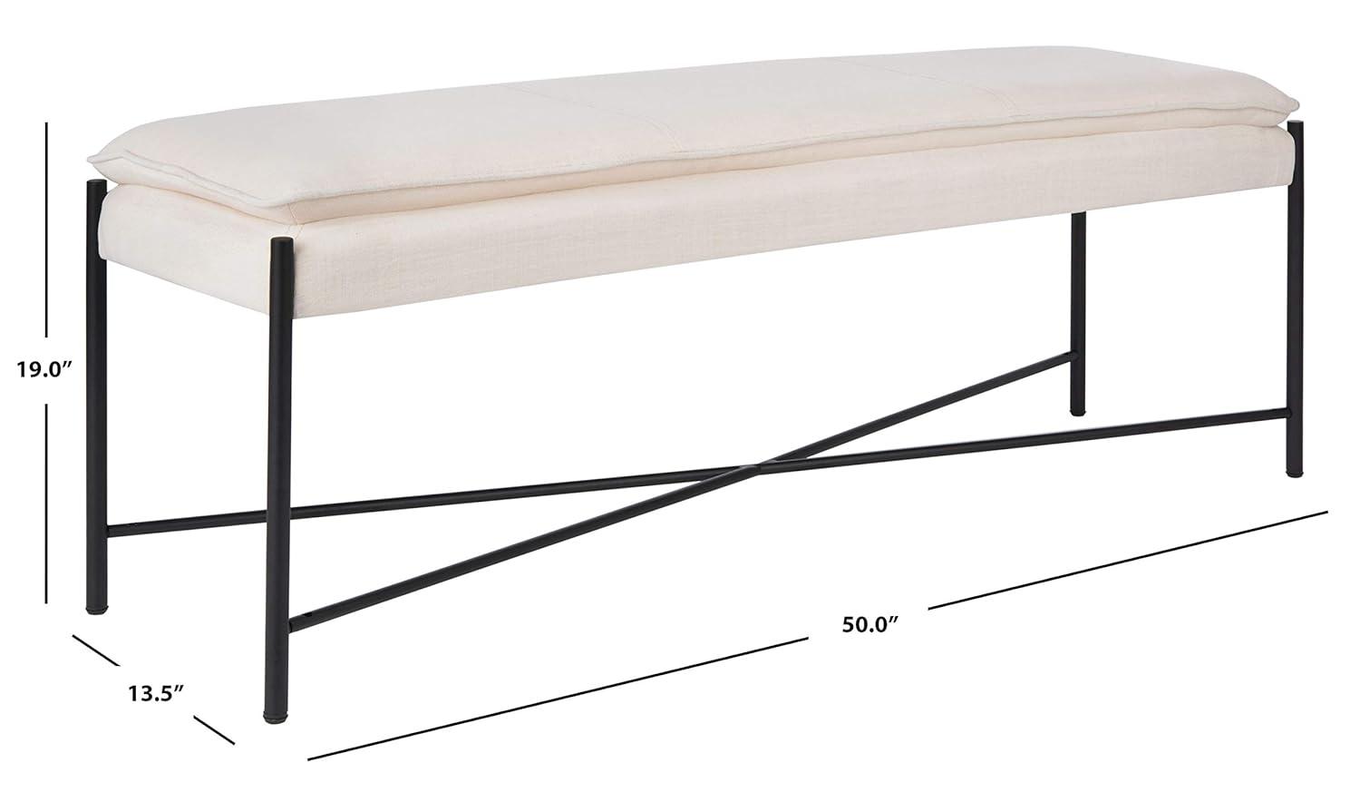 Kara Cushioned X Bench - BCH6402 - Light Beige/Black - Safavieh