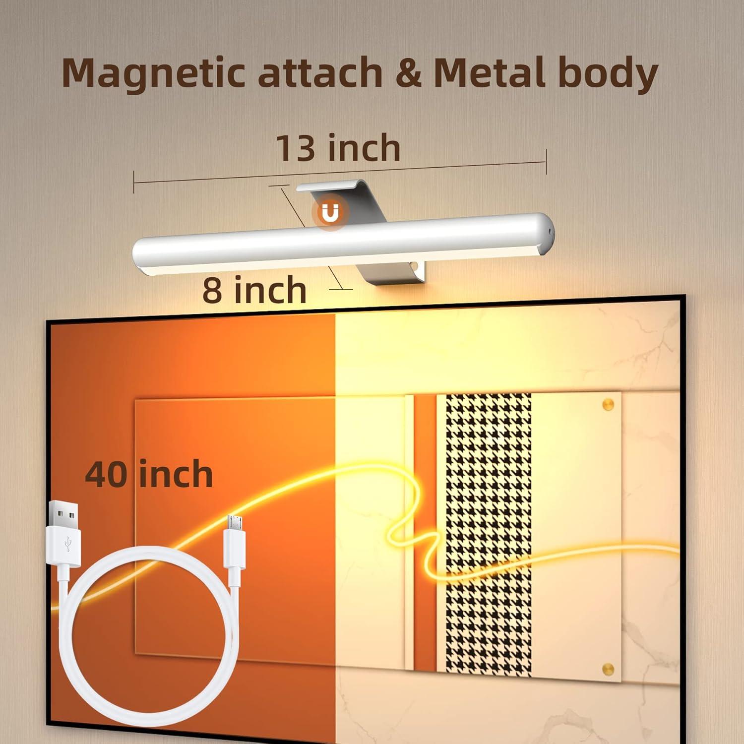 Led Picture Light Wireless Rechargeable Battery,Painting Light with Remote,Accent Display Art Light with 3 Lighting,Brightness Dimmable and Timer Set, Highlight for artwork Dartboard Gallary