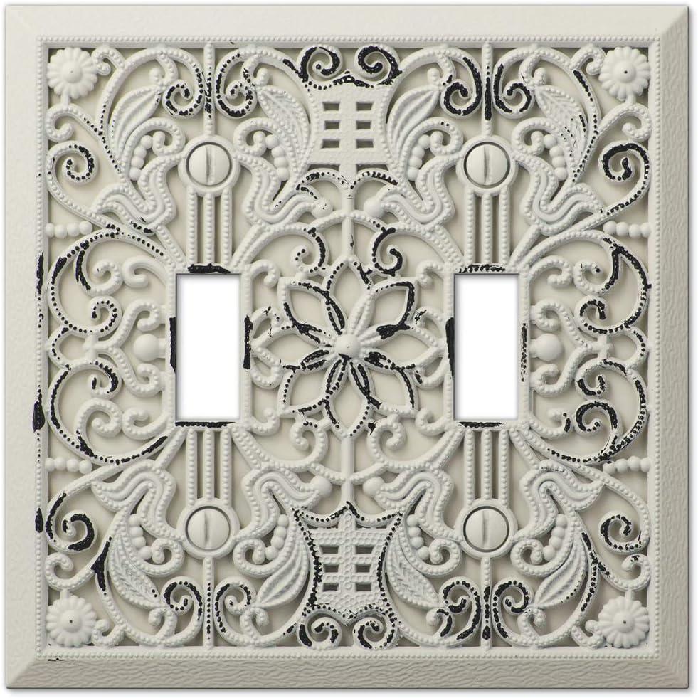 Amerelle 65TTAW Moderne Wallplate 2 Toggle Cast Metal White 1-Pack