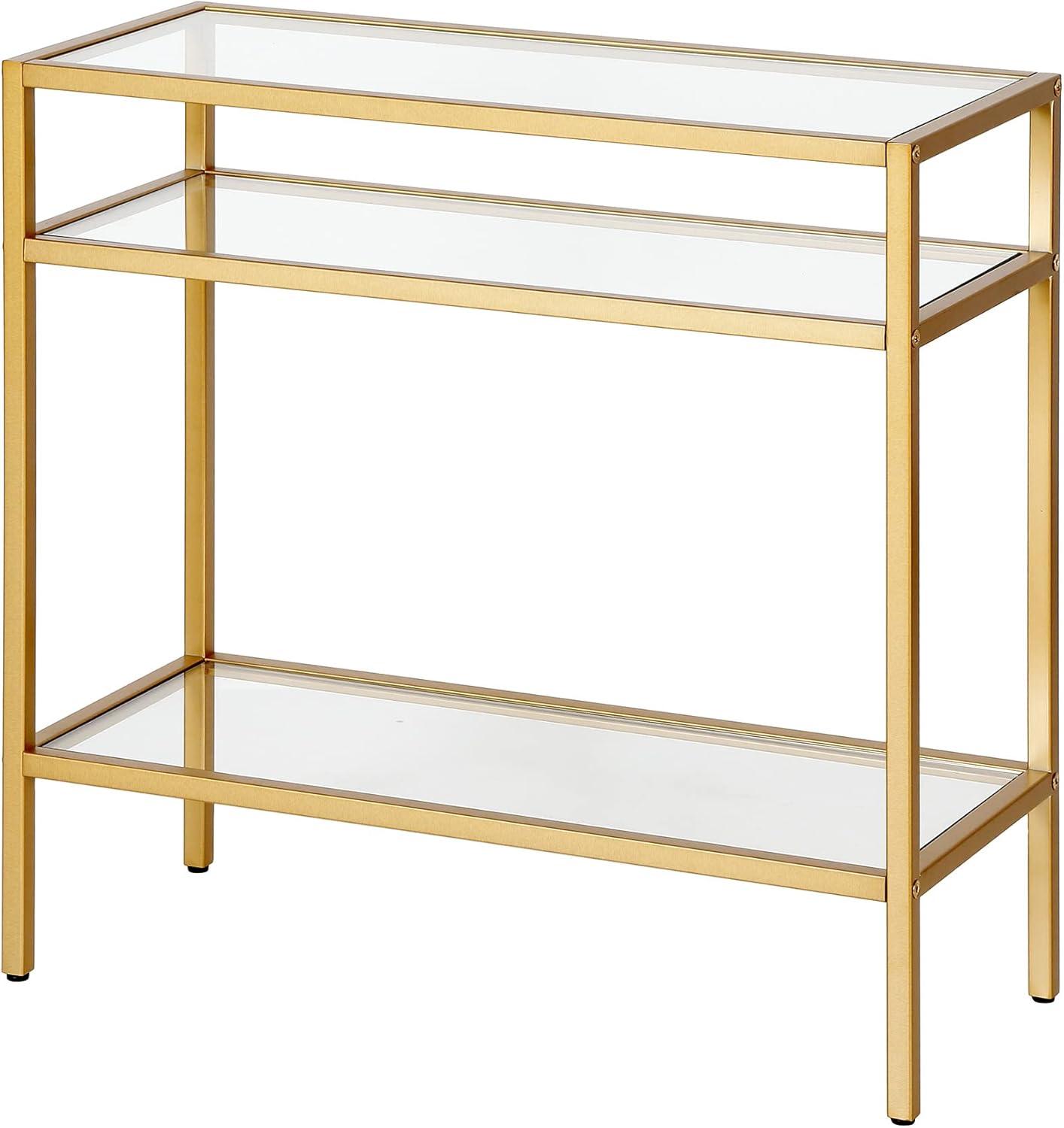 Evelyn&Zoe Sivil 24" Wide Rectangular Side Table, Brass