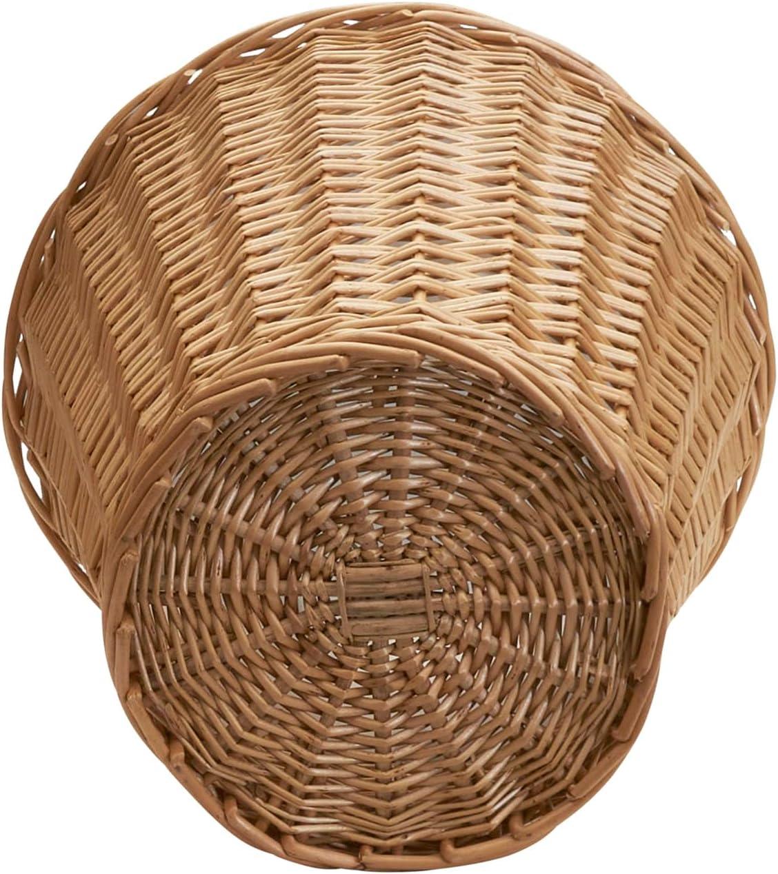 Medium Natural Willow Wicker Waste Basket with Plastic Liner